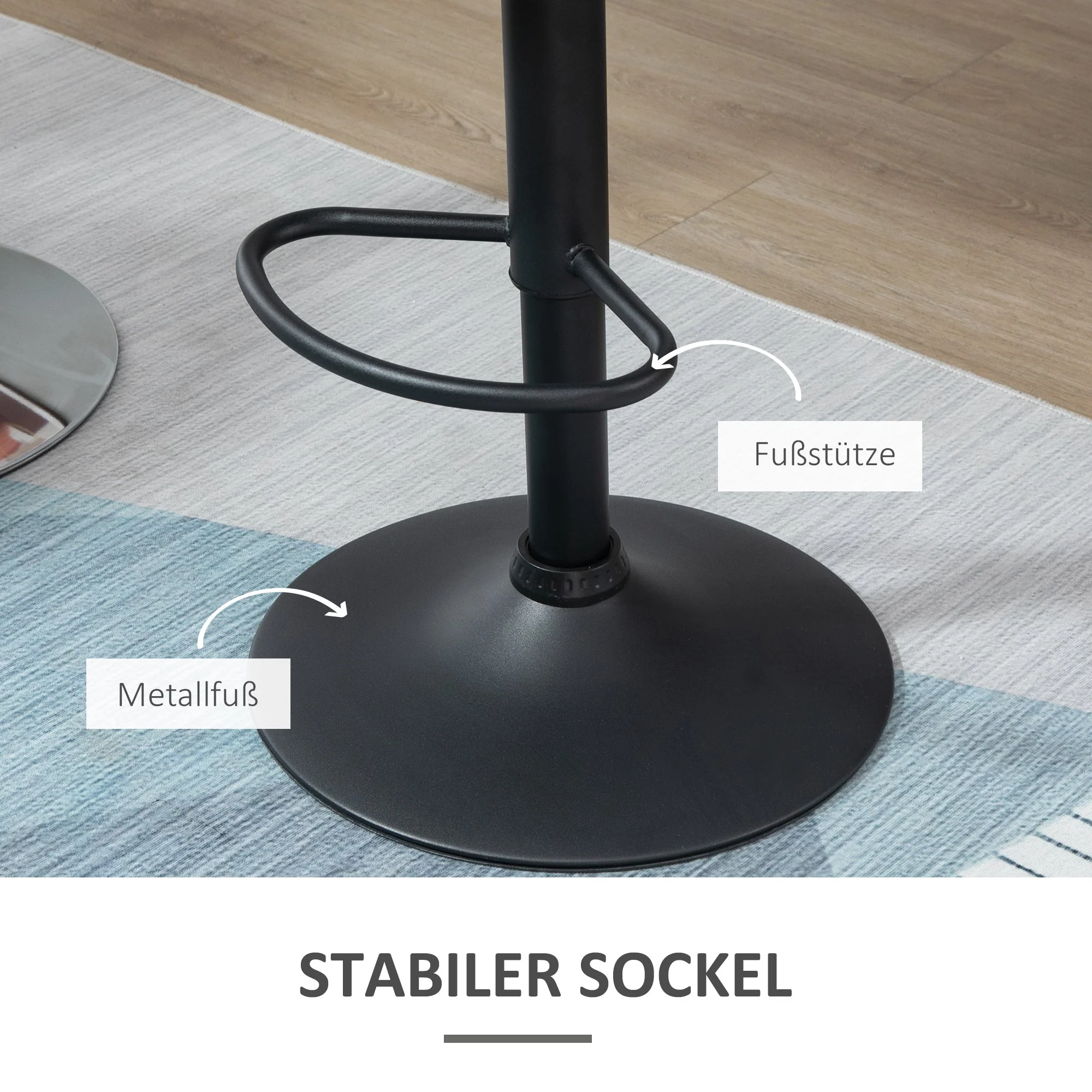 Bar Stools, Swivel Height-Adjustable with Backrest, Velvet Black - Image 5