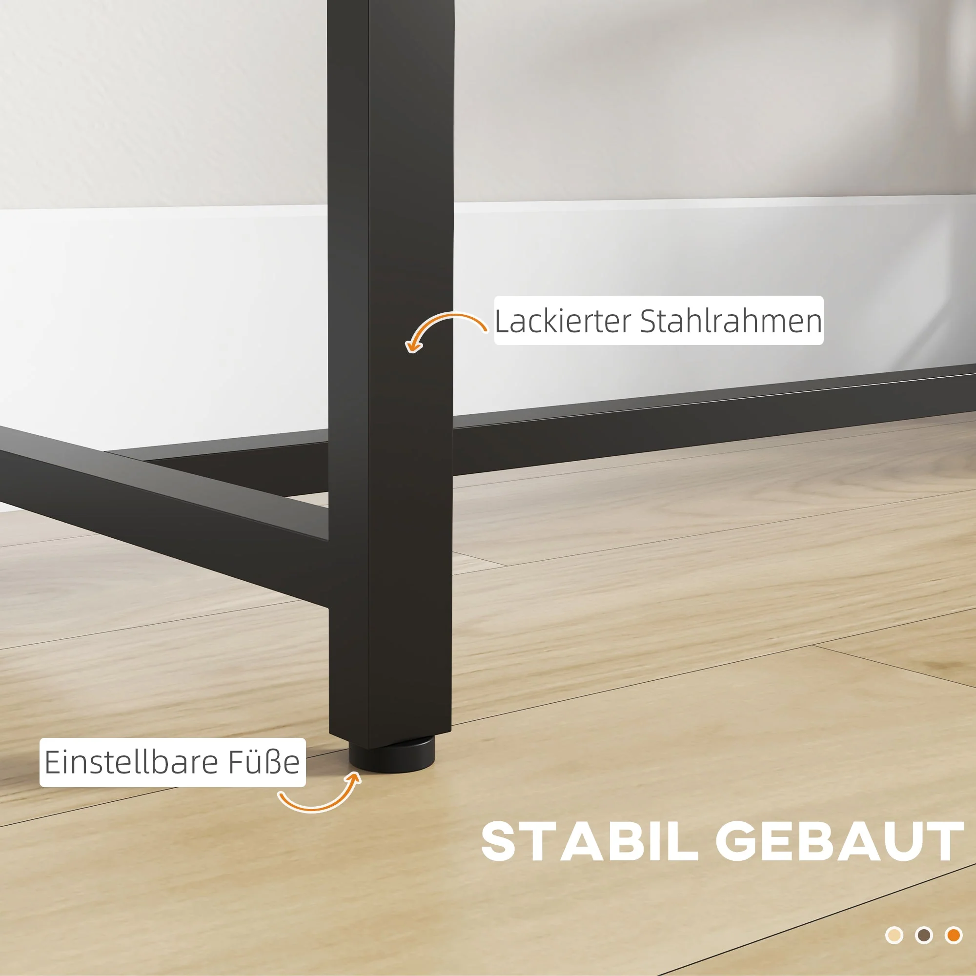 Bar Table, 3 Shelves, Kitchen, Steel Frame, Brown - Image 6