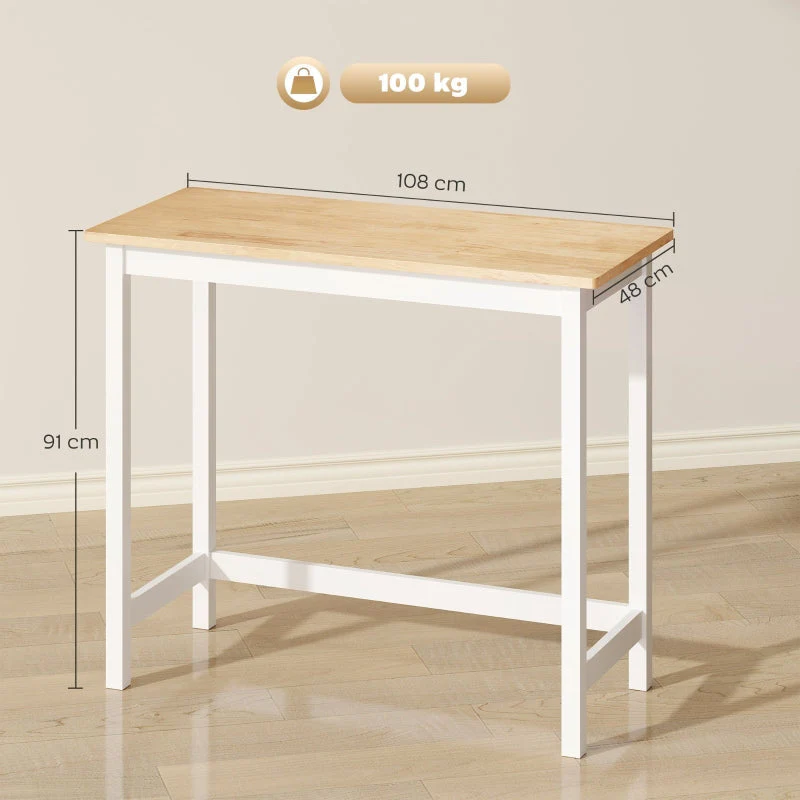 Bar Table, Compact, Seats 2, Oak Look Natural Wood+White - Image 3