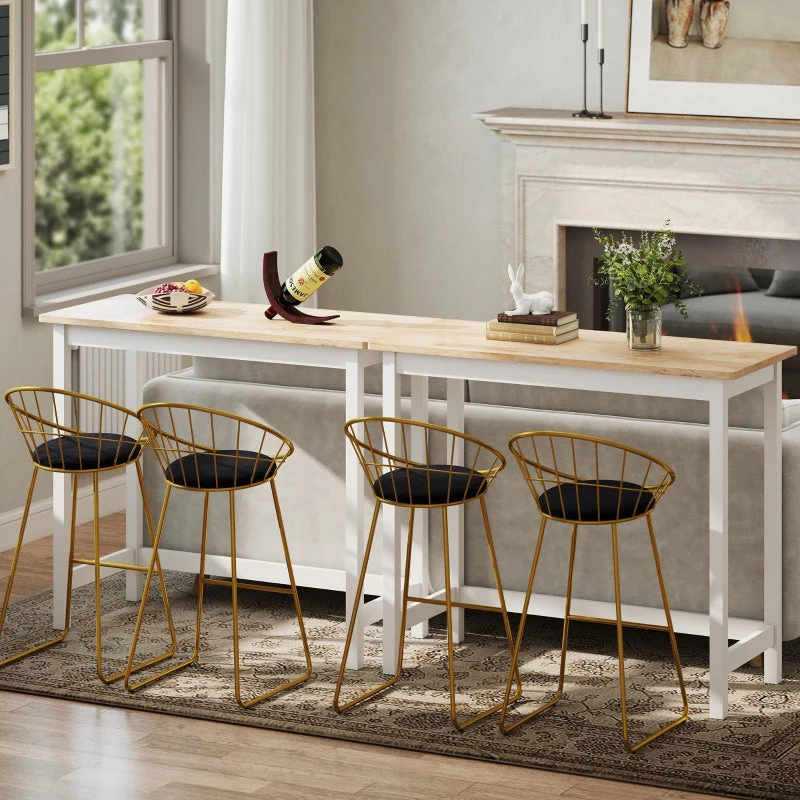 Bar Table, Compact, Seats 2, Oak Look Natural Wood+White - Image 8