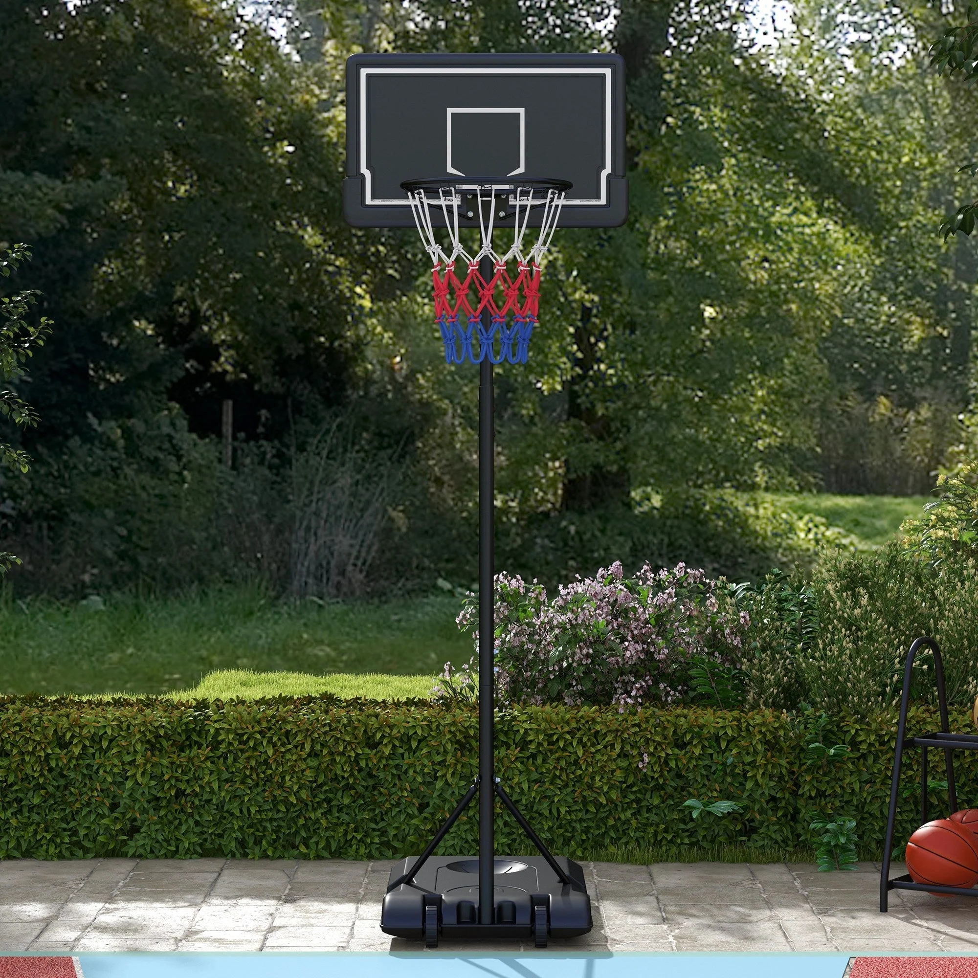 Basketball Hoop, Adjustable 220-250cm Wheels Break-Resistant Backboard, with Stand - Image 7