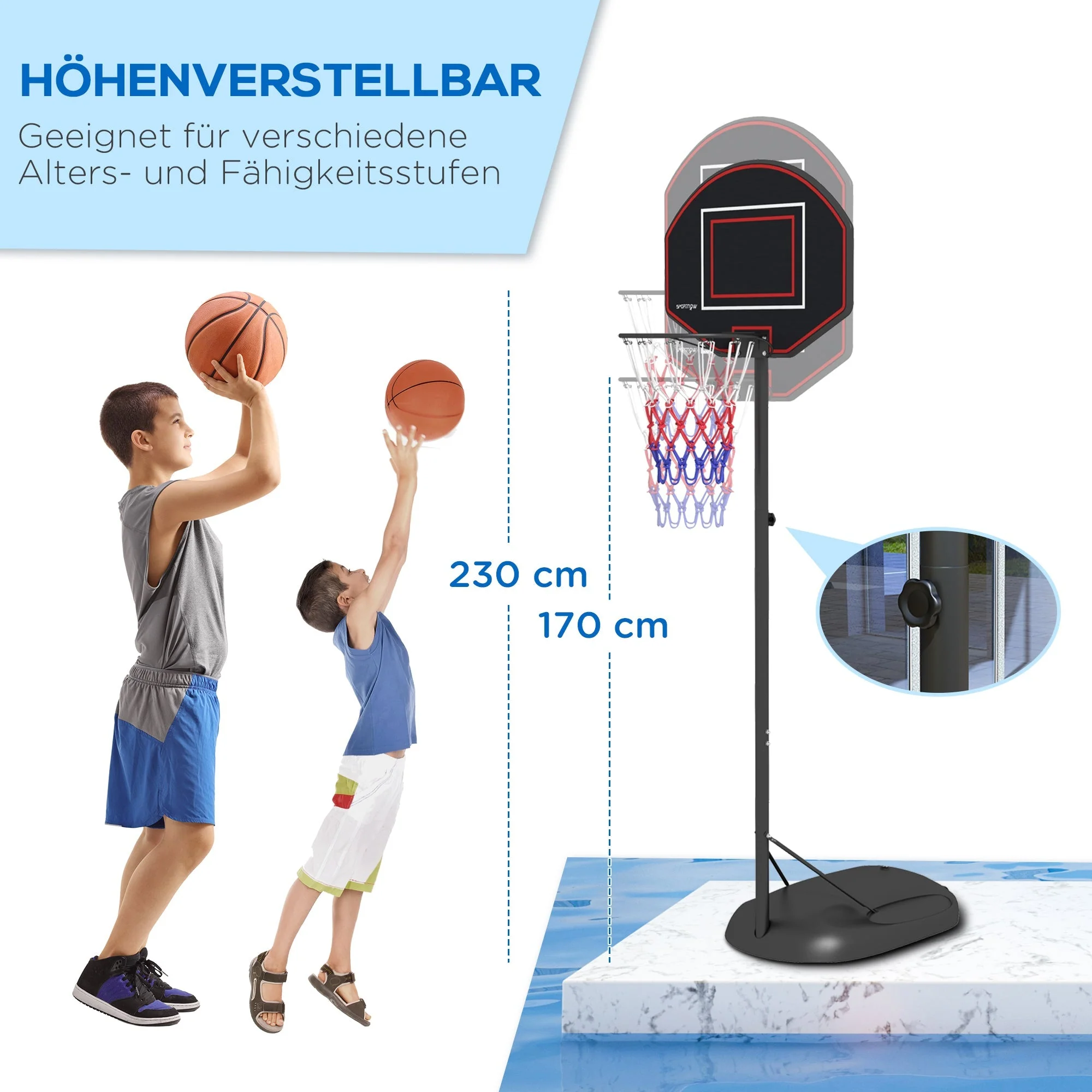 Basketball Hoop, Adjustable Height, Shatter-Proof, Steel Black - Image 5