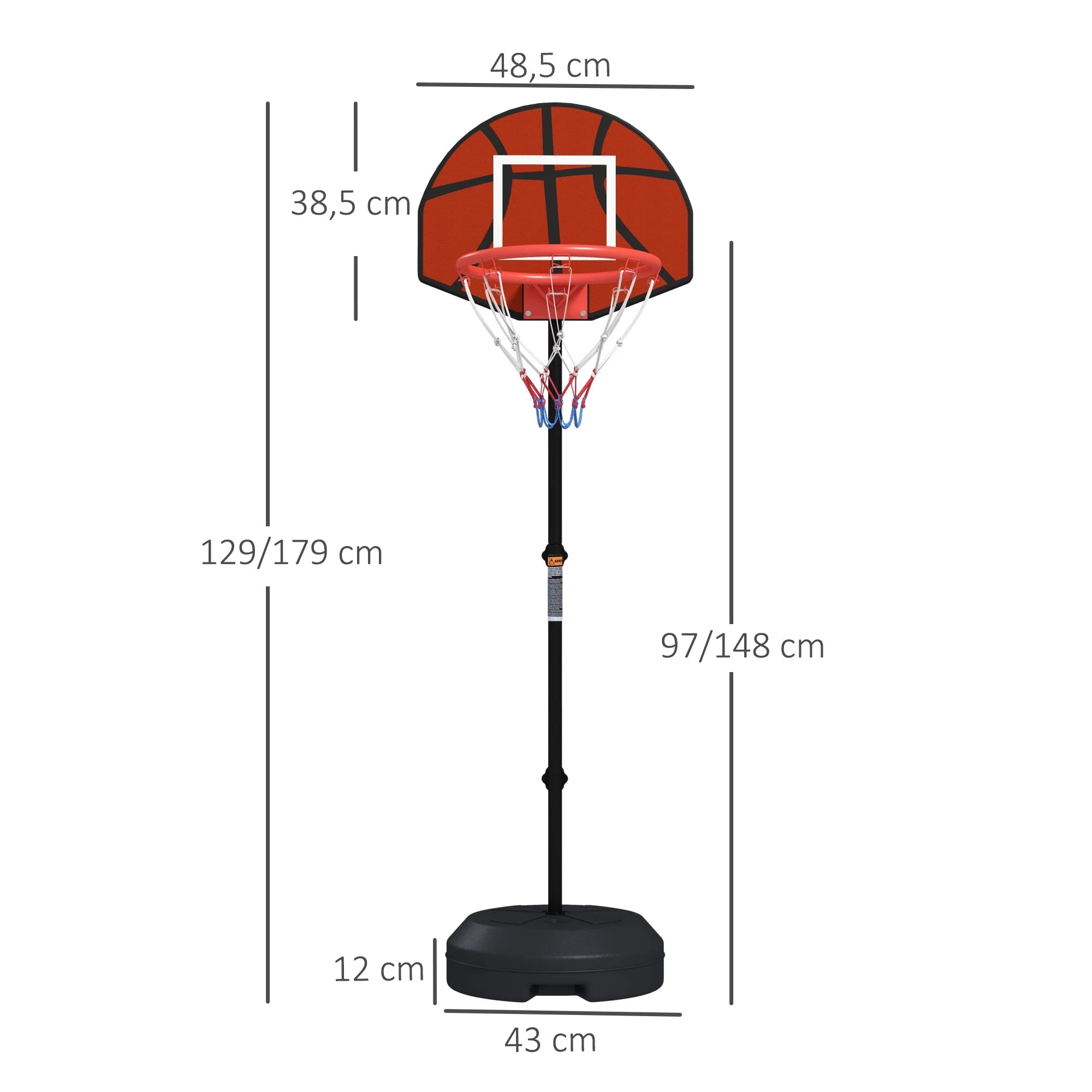 Basketball Hoop, Adjustable Height with Stand & Magnetic Dartboard, Indoor/Outdoor Use - Image 3
