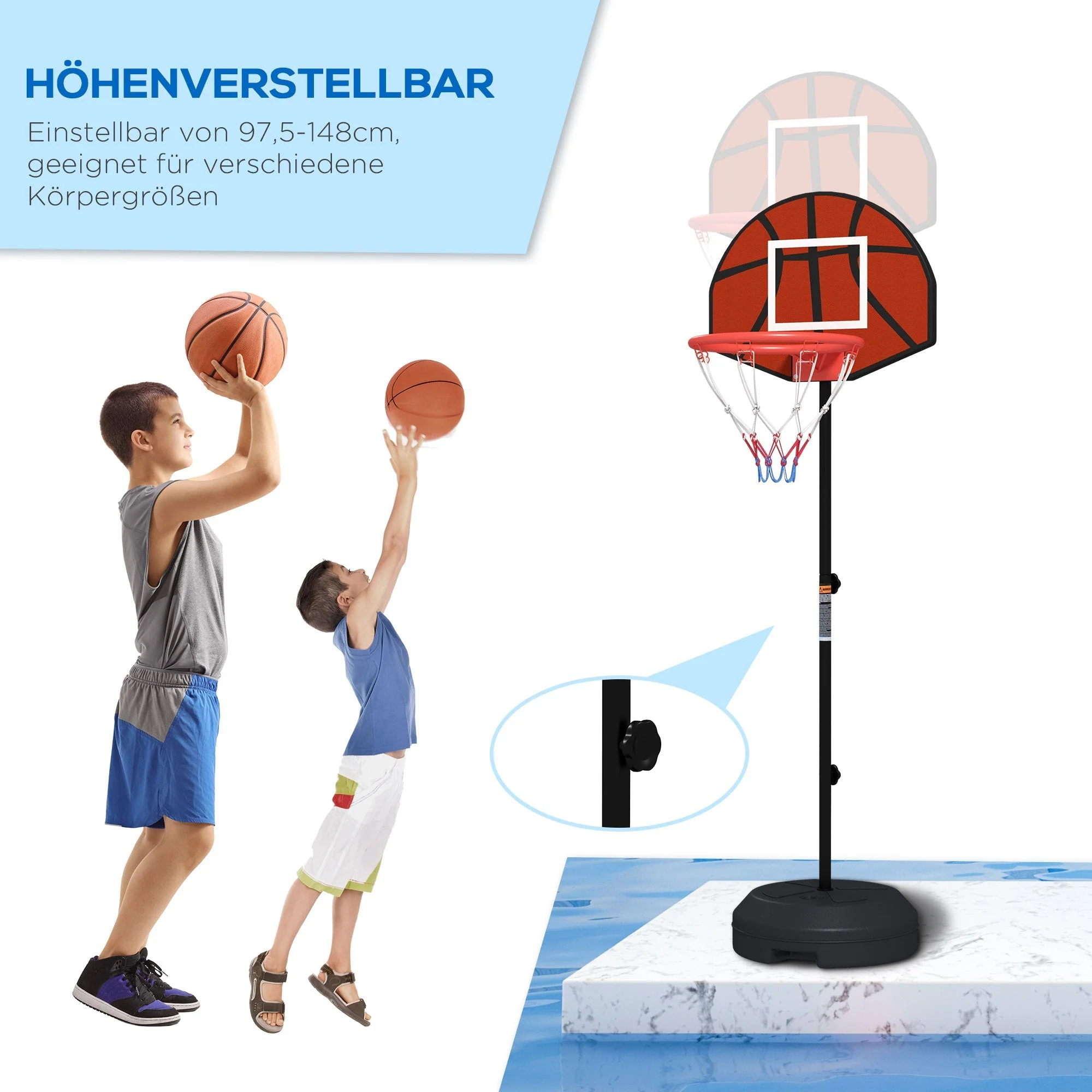 Basketball Hoop, Adjustable Height with Stand & Magnetic Dartboard, Indoor/Outdoor Use - Image 5