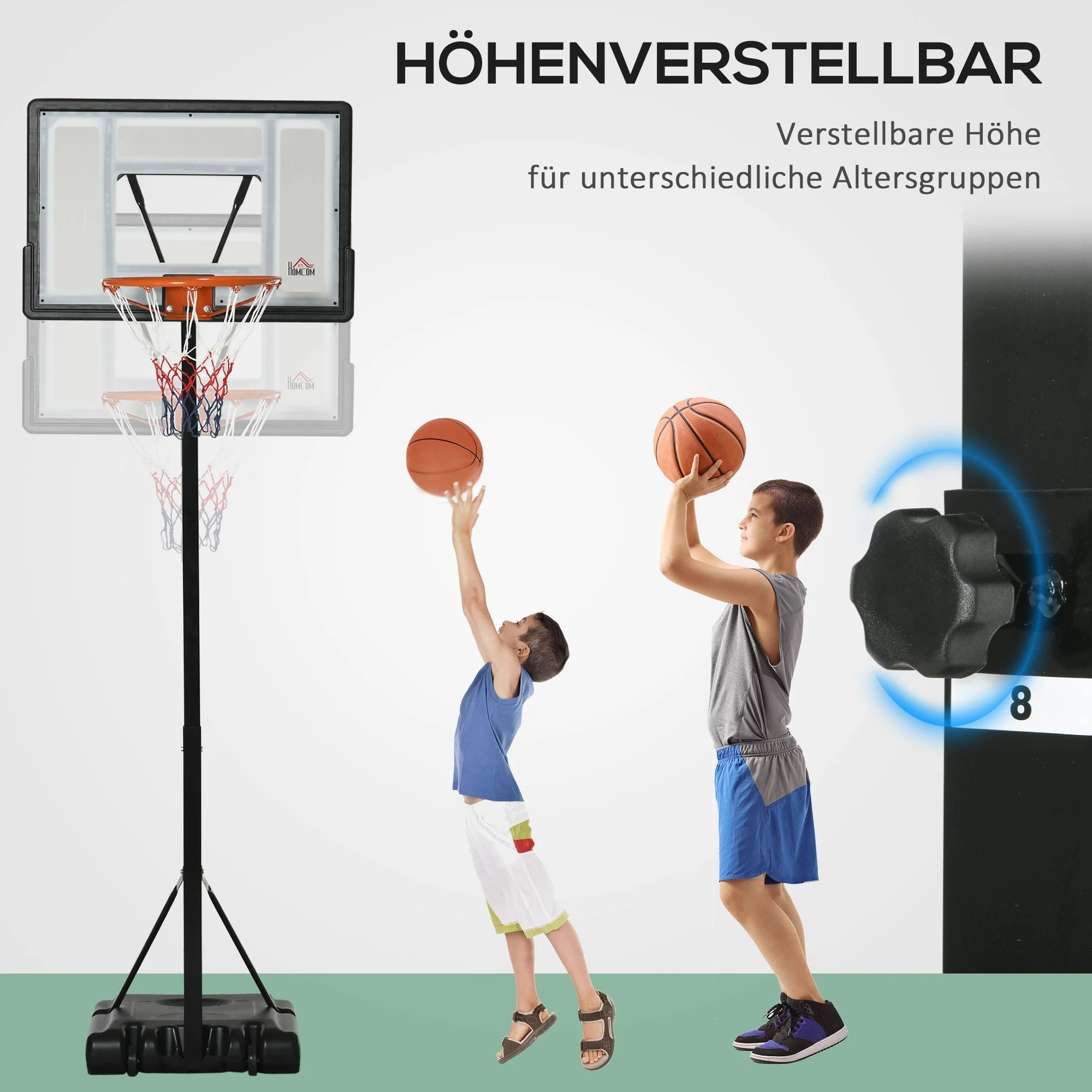 Basketball Hoop, Height Adjustable, Rolling Function, Stable Stand, Black - Image 4