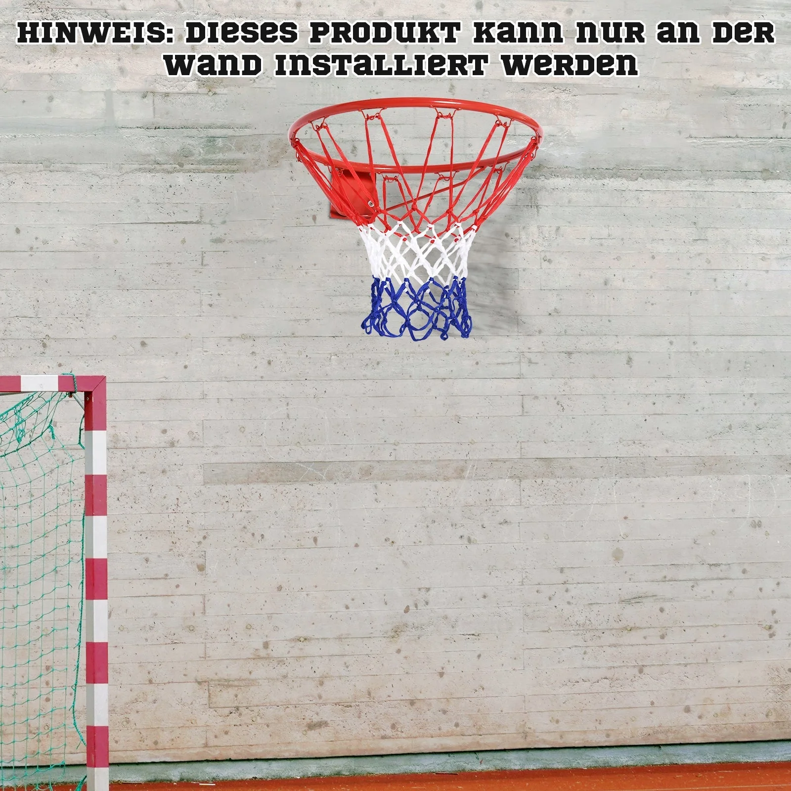 Basketball hoop net 46 cm, steel tube & nylon, red blue white - Image 6
