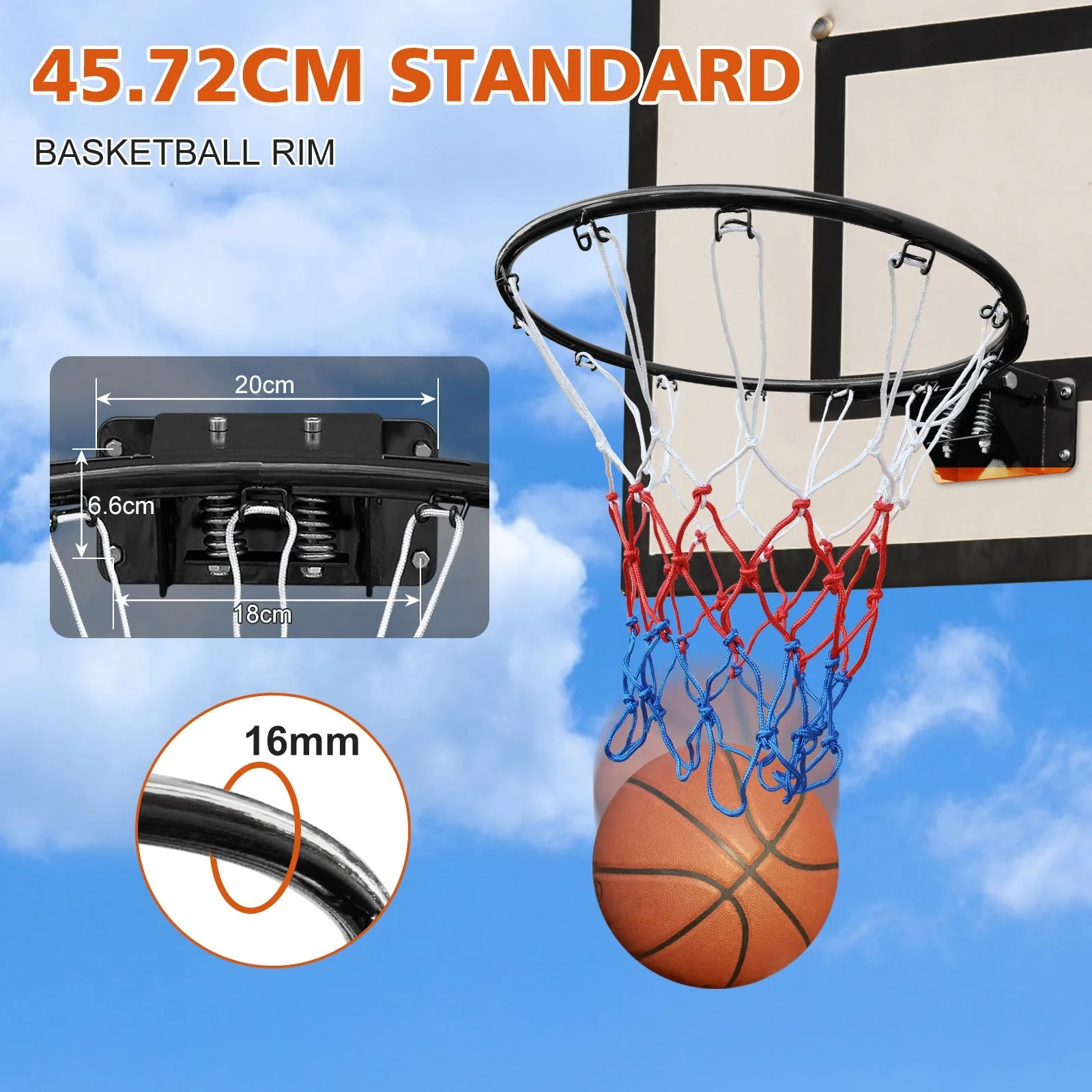 Basketball Rim Replacement, Double Spring Solid, In-Ground & Wall-Mounted Steel, Black - Image 3