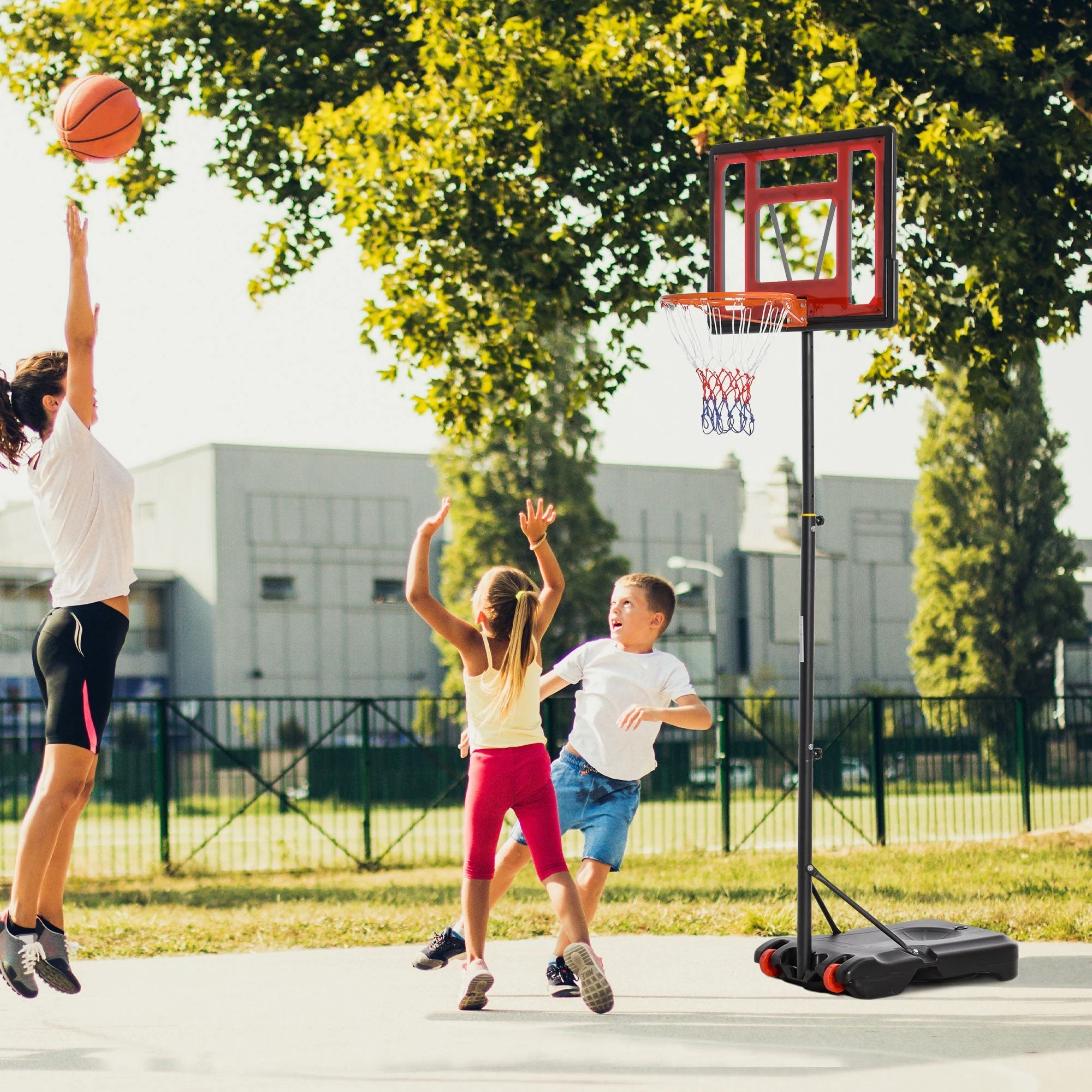 Basketball Stand, Height Adjustable 160-210cm with Wheels & 83x59cm Backboard, Outdoor