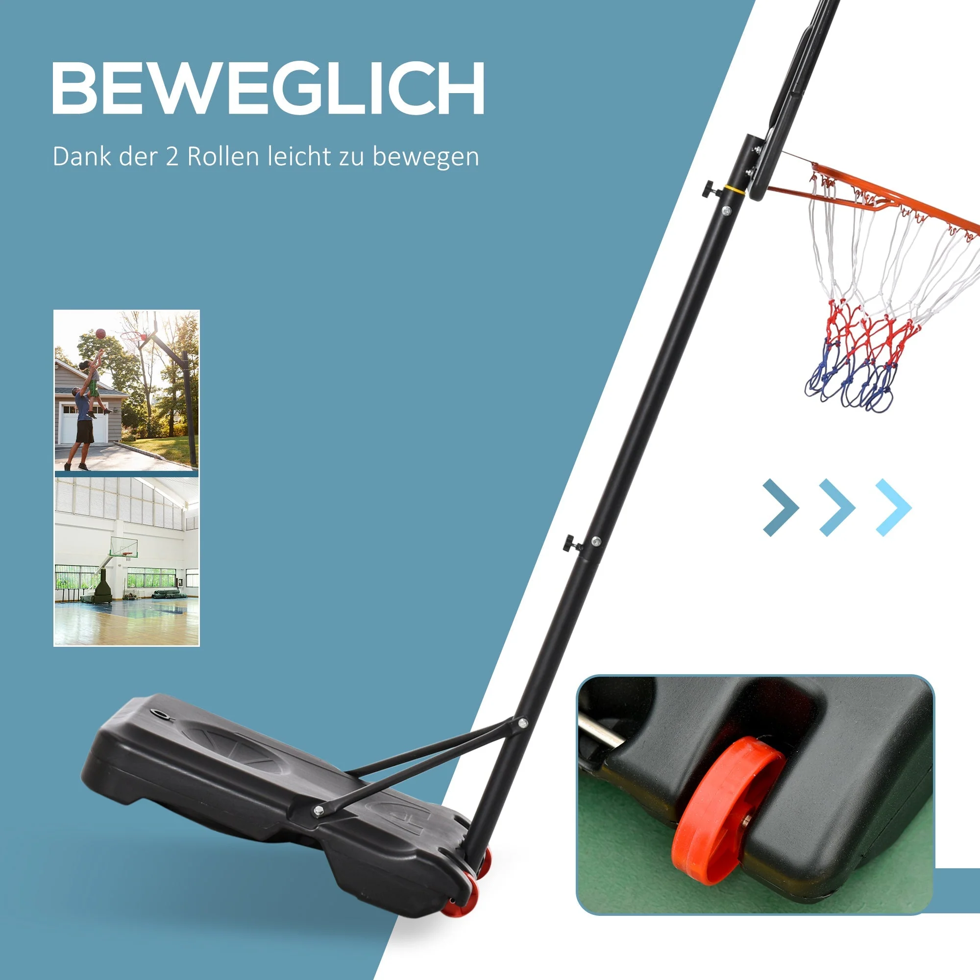 Basketball Stand, Height Adjustable 160-210cm with Wheels & 83x59cm Backboard, Outdoor - Image 5