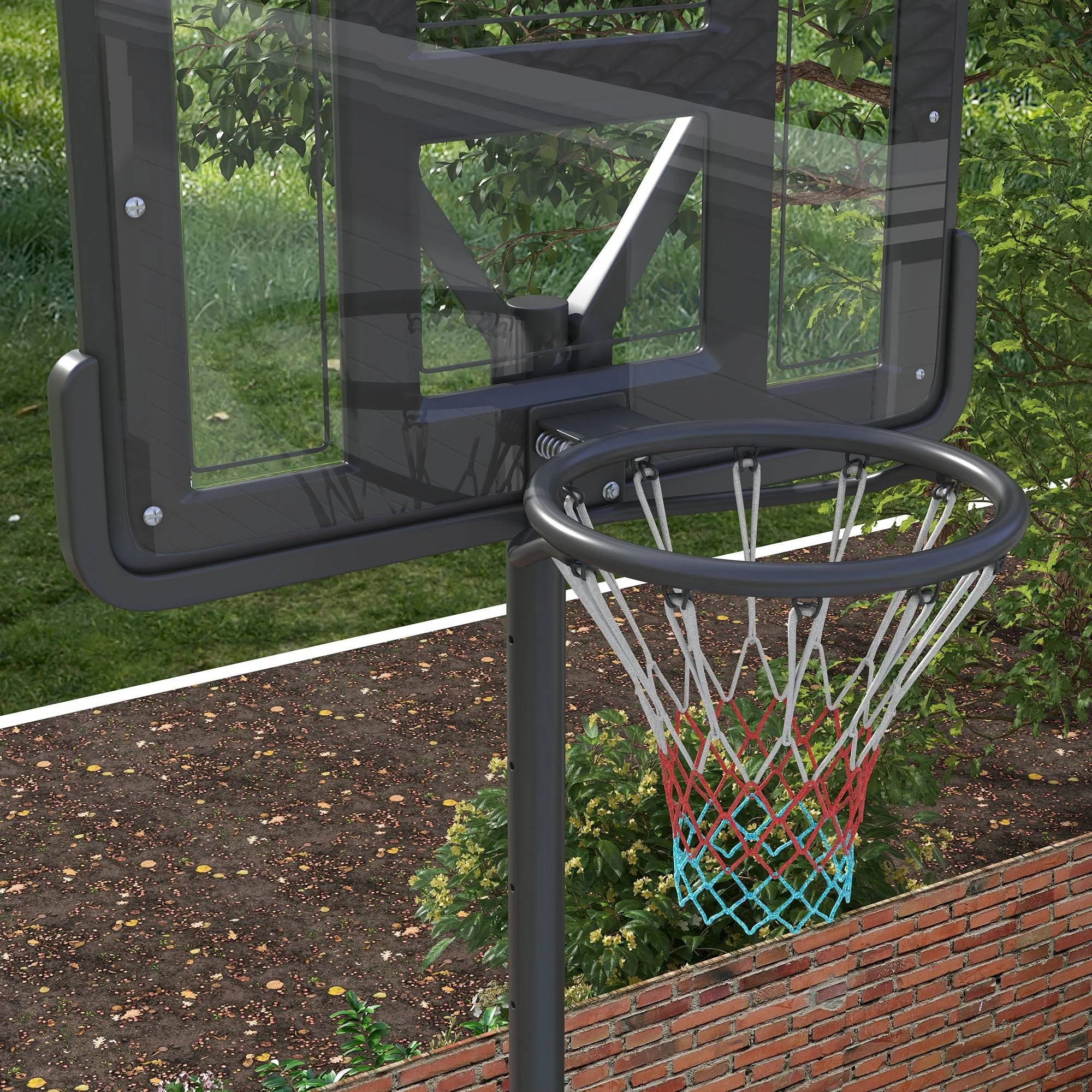 Basketball Stand, Height-Adjustable with Wheels, Steel - Image 7