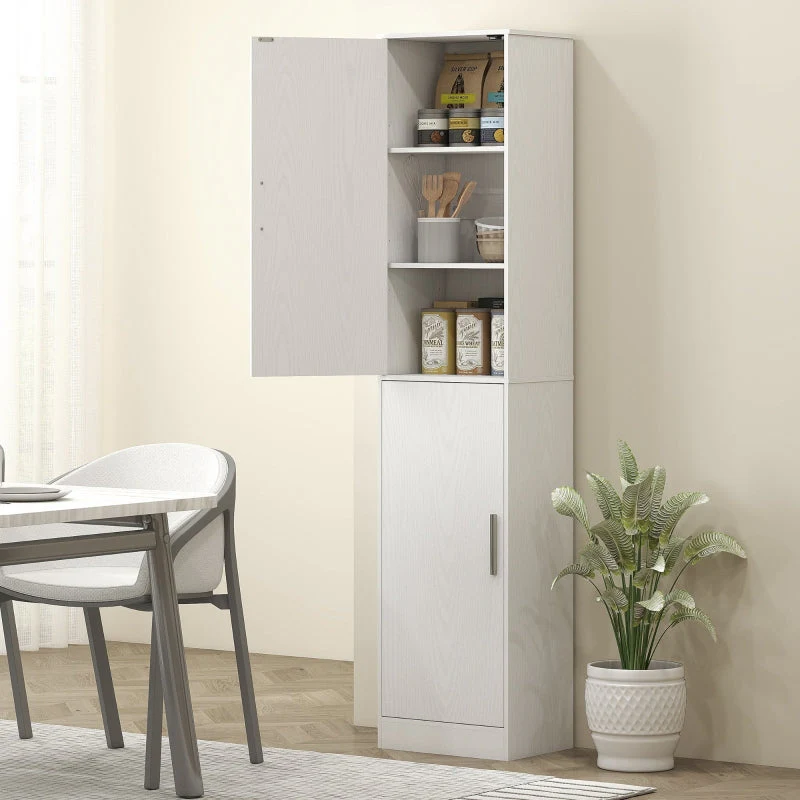Bathroom Cabinet Narrow Tall 2 Doors Adjustable Shelves, White - Image 8