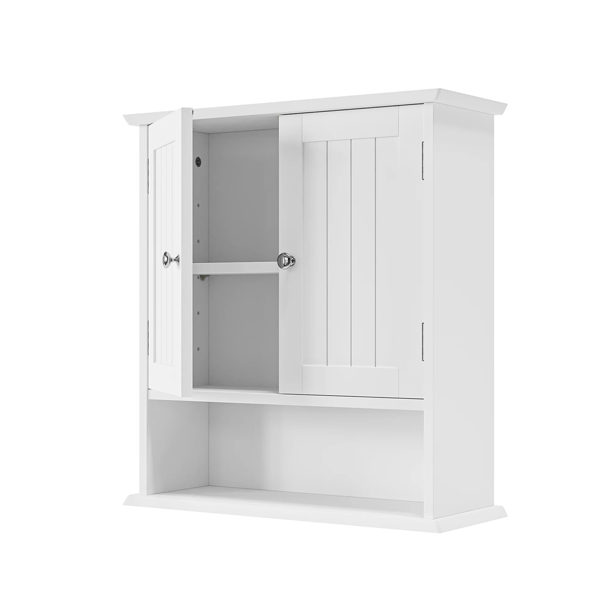 Bathroom Cabinet, Wall Mounted with Double Doors & Adjustable Shelves, White - Image 8
