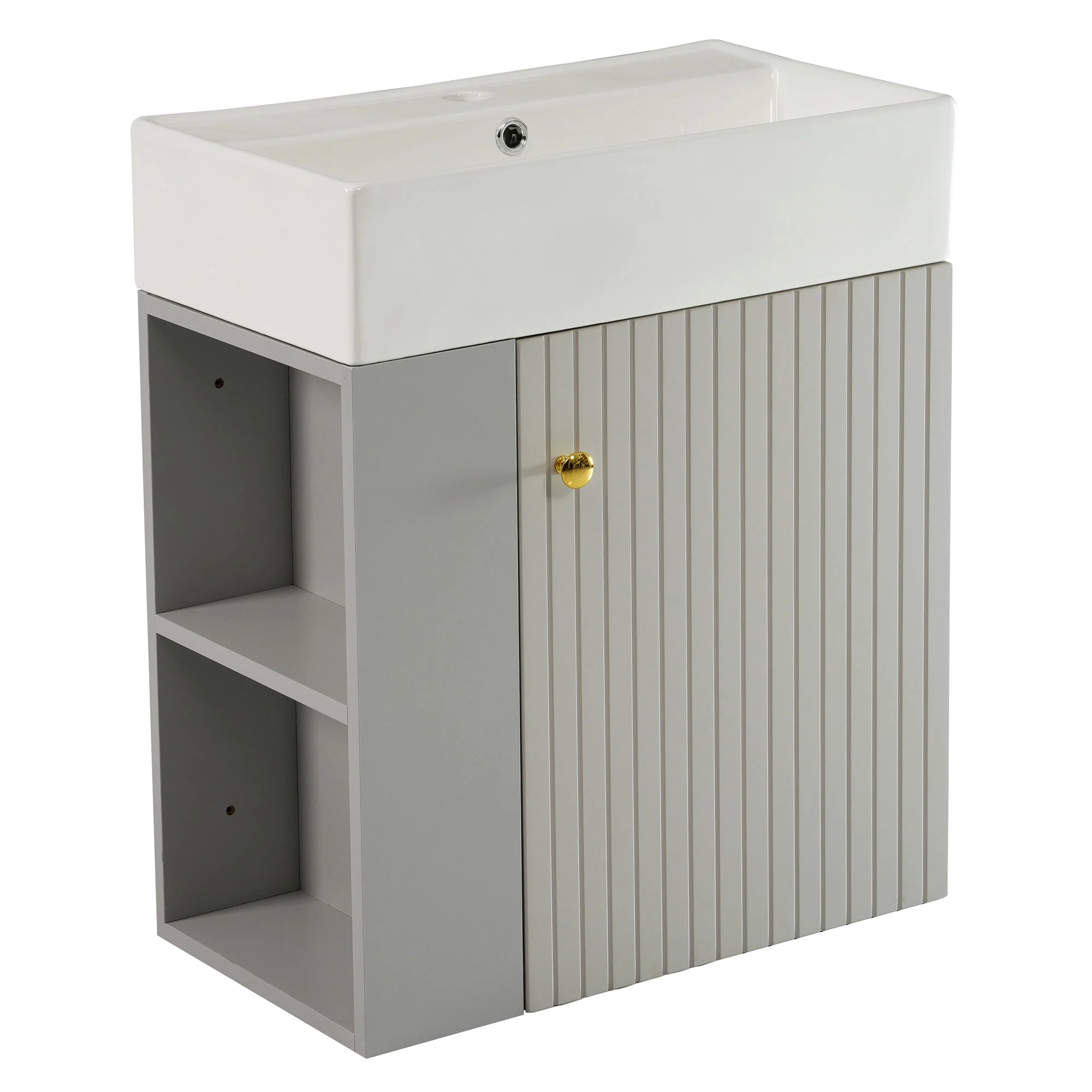 Bathroom Furniture Washbasin with Vanity Unit 55cm, Hanging, Light Grey - Image 10