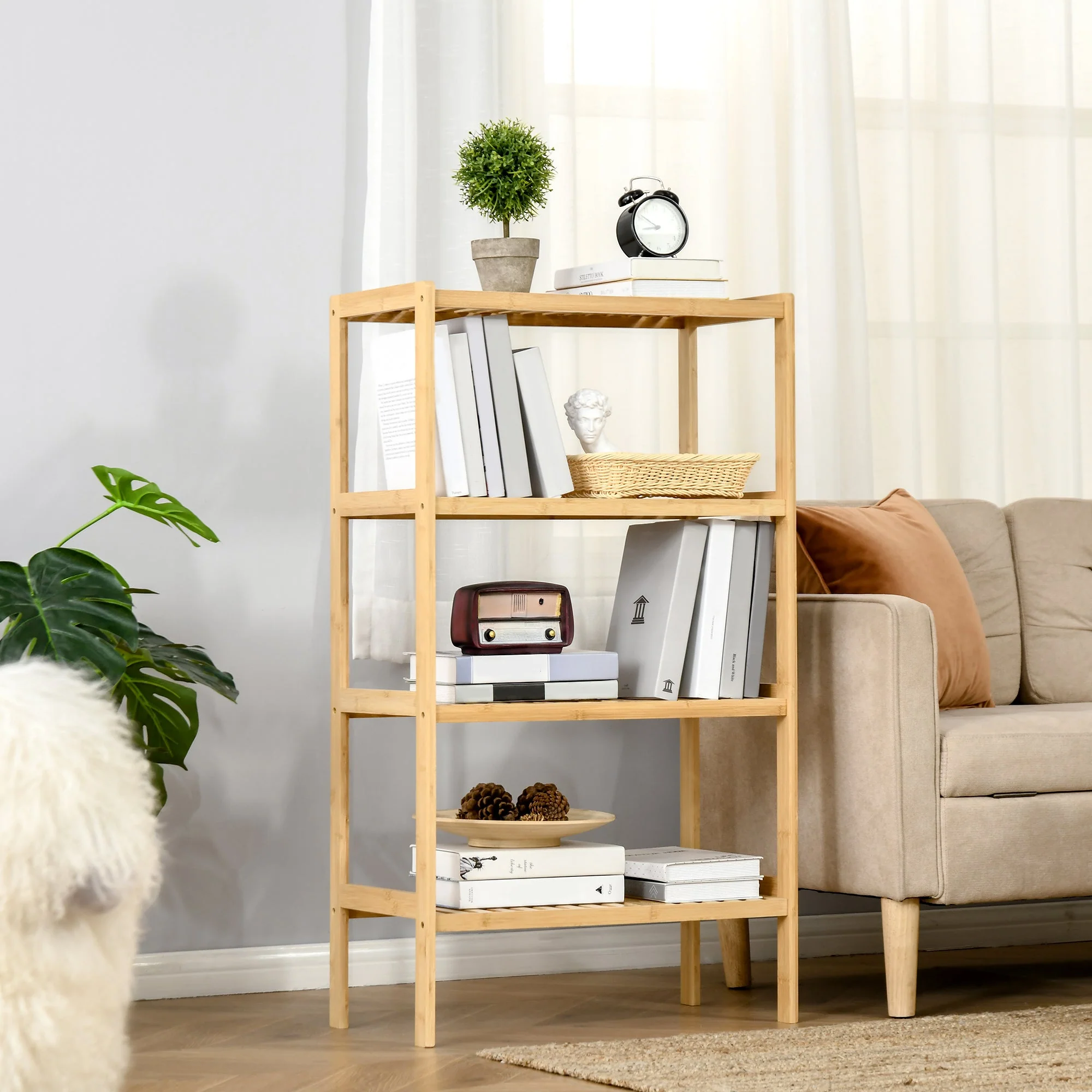 Beach Shelf 4-Tier Bookshelf Bamboo Natural Finish