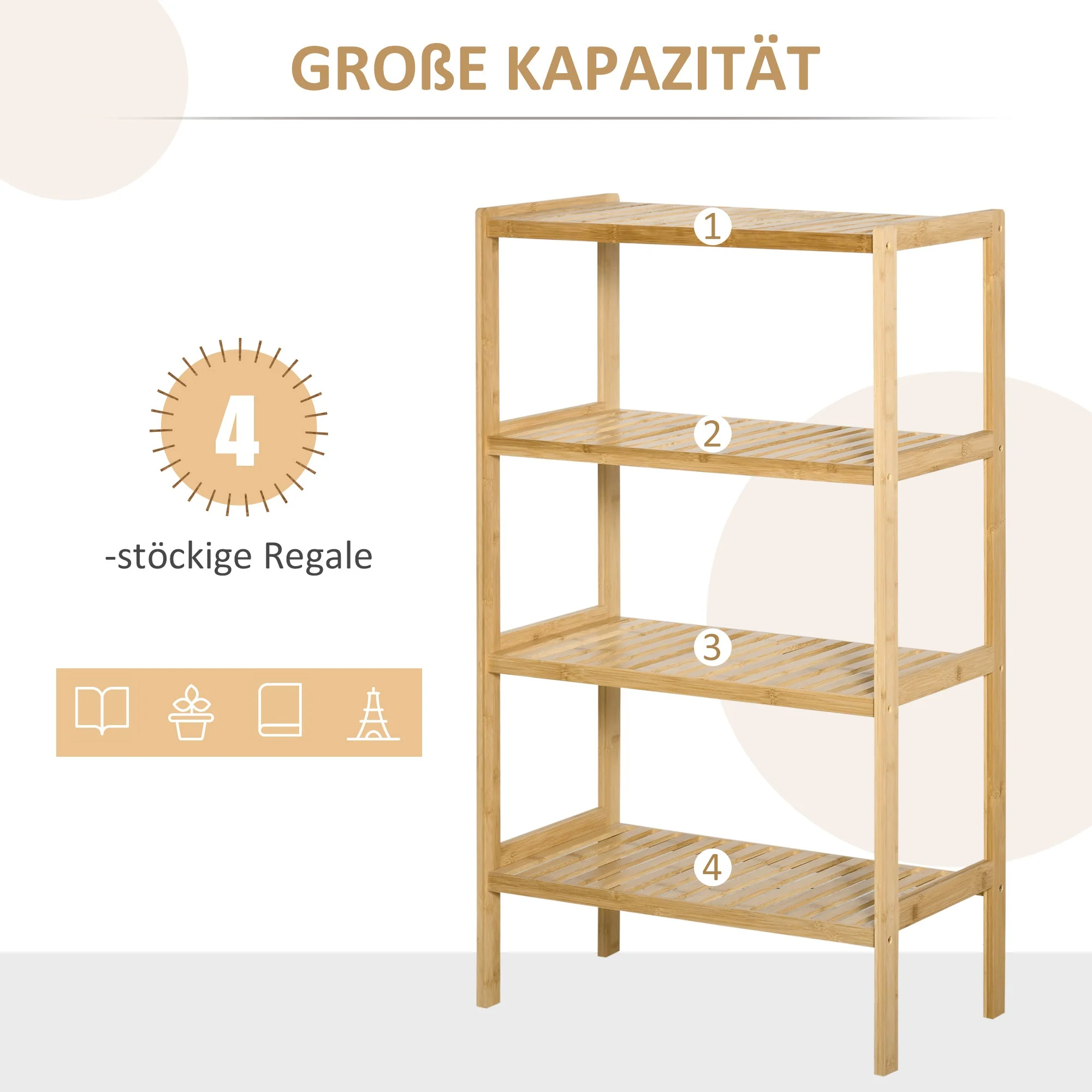 Beach Shelf 4-Tier Bookshelf Bamboo Natural Finish - Image 4