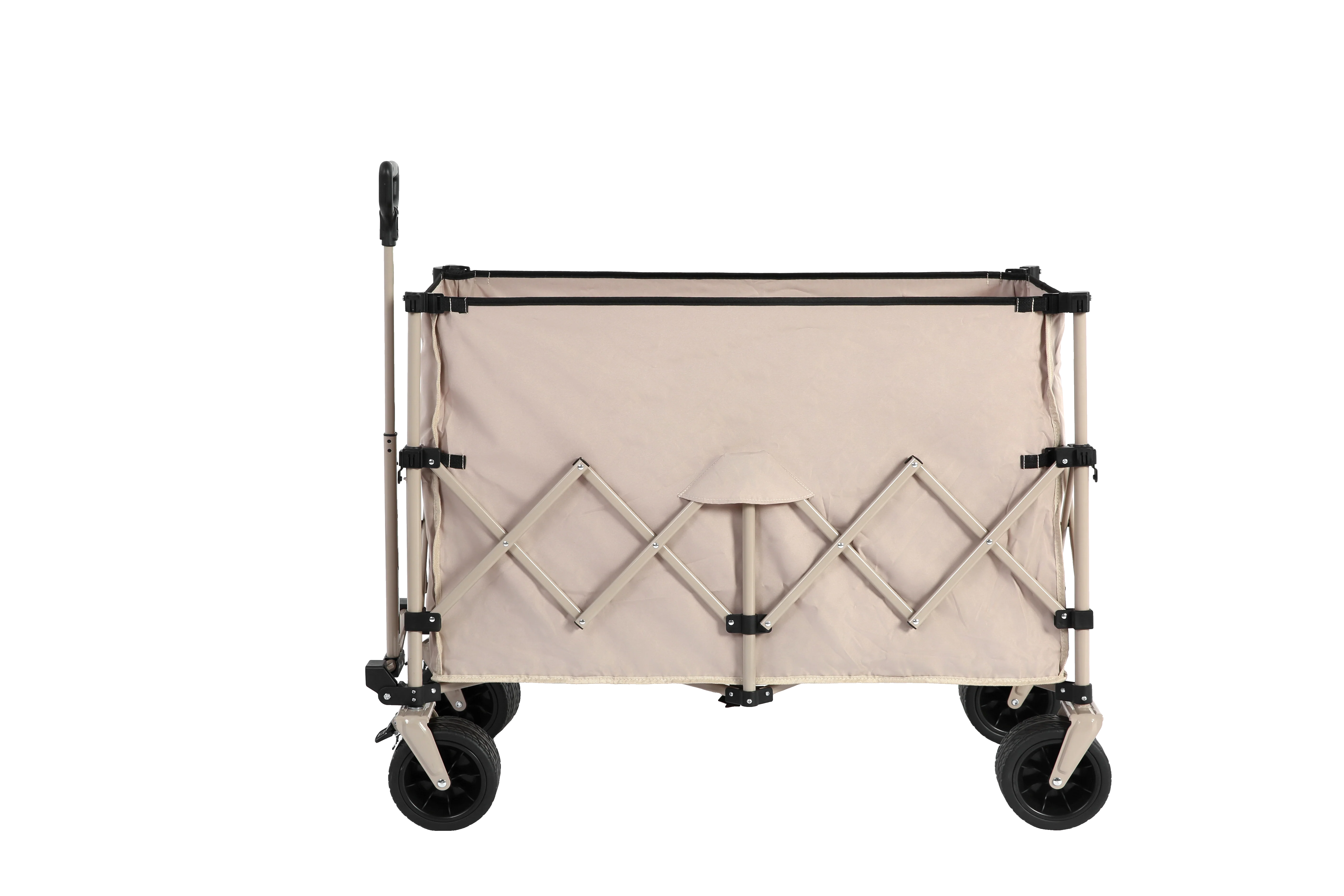 Beach Wagon, Collapsible 220lbs, Heavy Duty 300L, All-Terrain Beach Wheels, Beige
