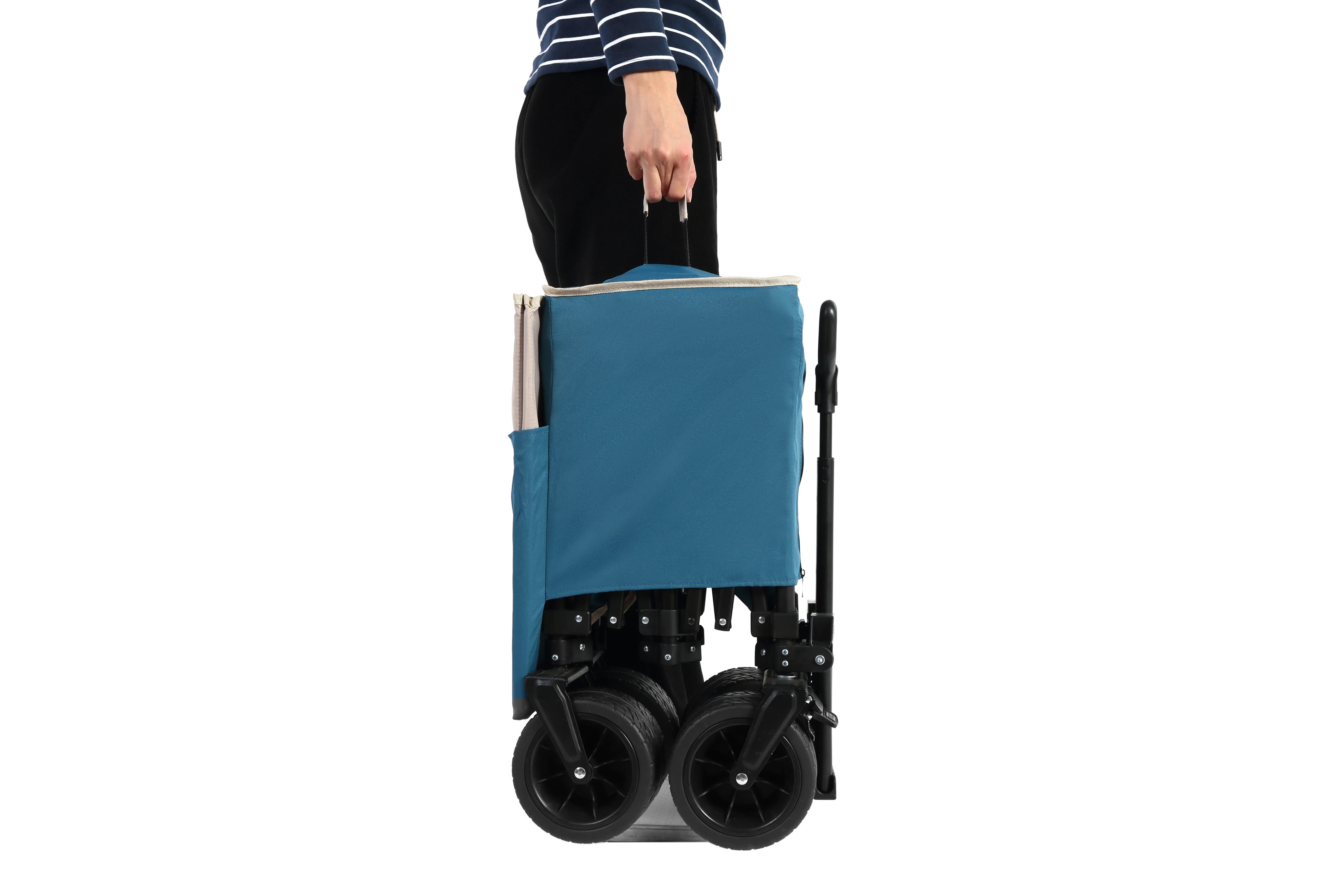 Beach Wagon, Collapsible 220lbs, Heavy Duty, All-Terrain Wheels, Blue - Image 9