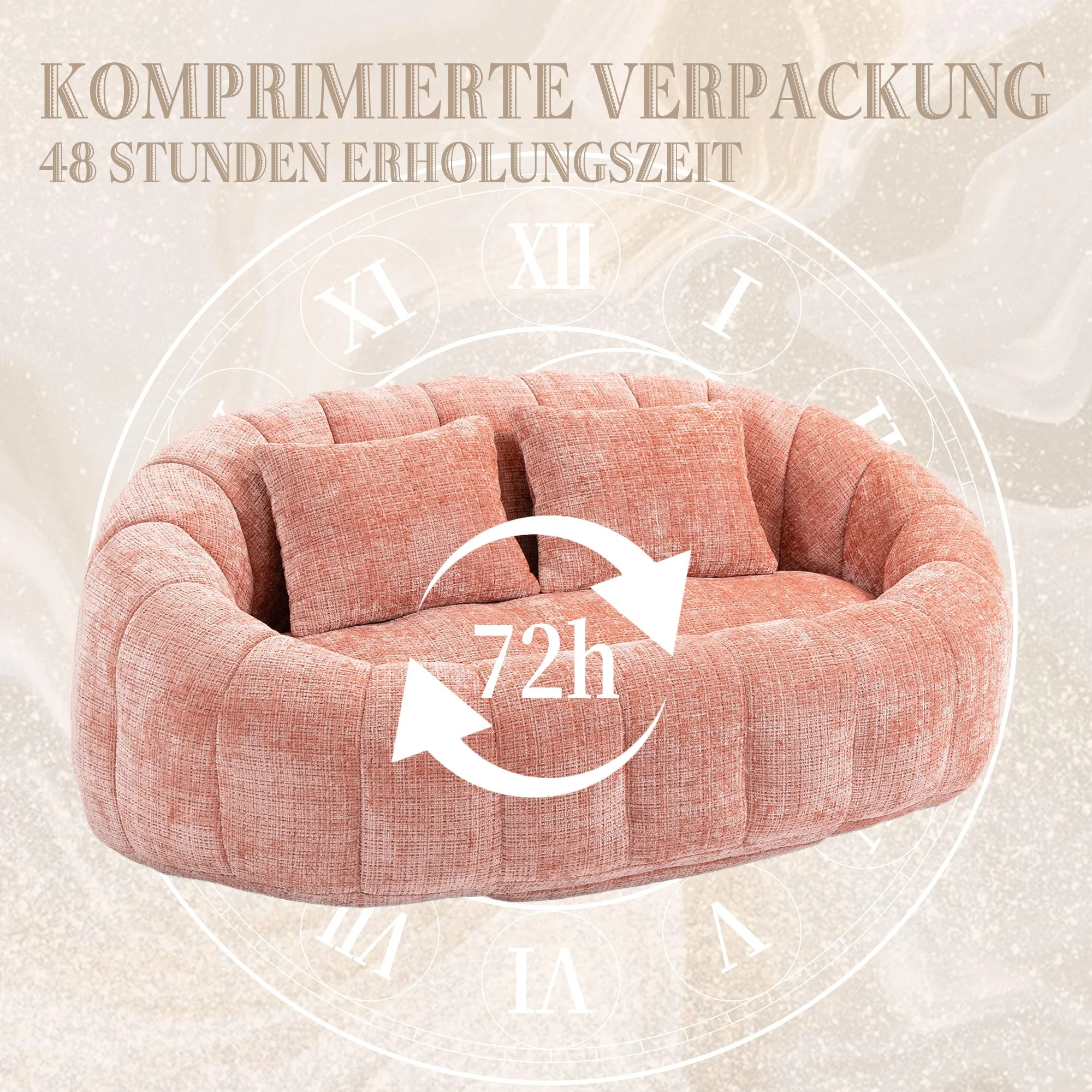 Bean Bag Sofa Lounger High Back Chair Indoor & Outdoor, Pink Chenille - Image 7