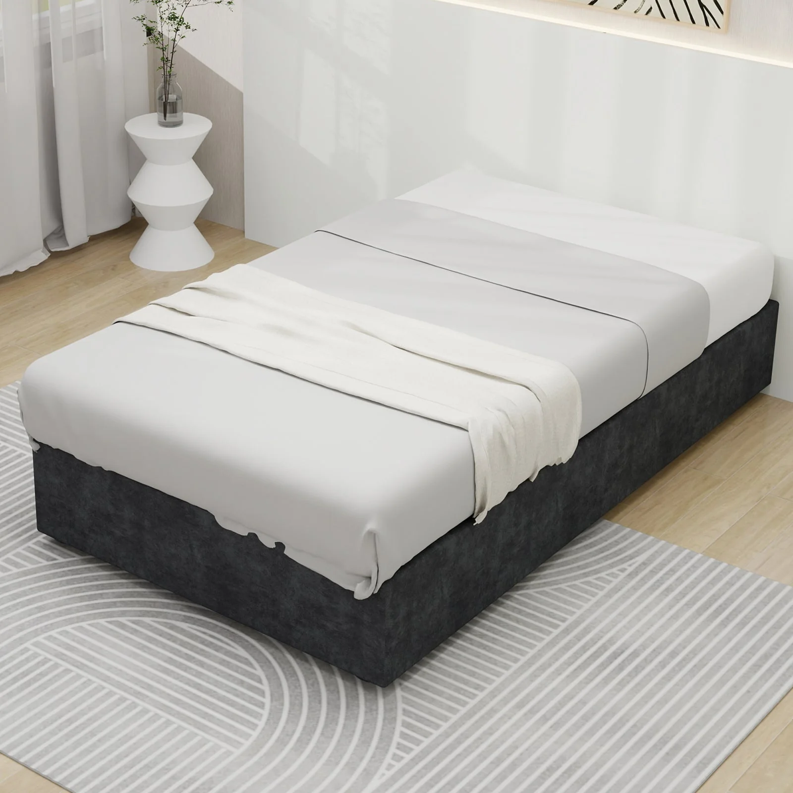 Bed Frame Simple Style 90x200 cm Gas Lift Dutch Velvet Grey