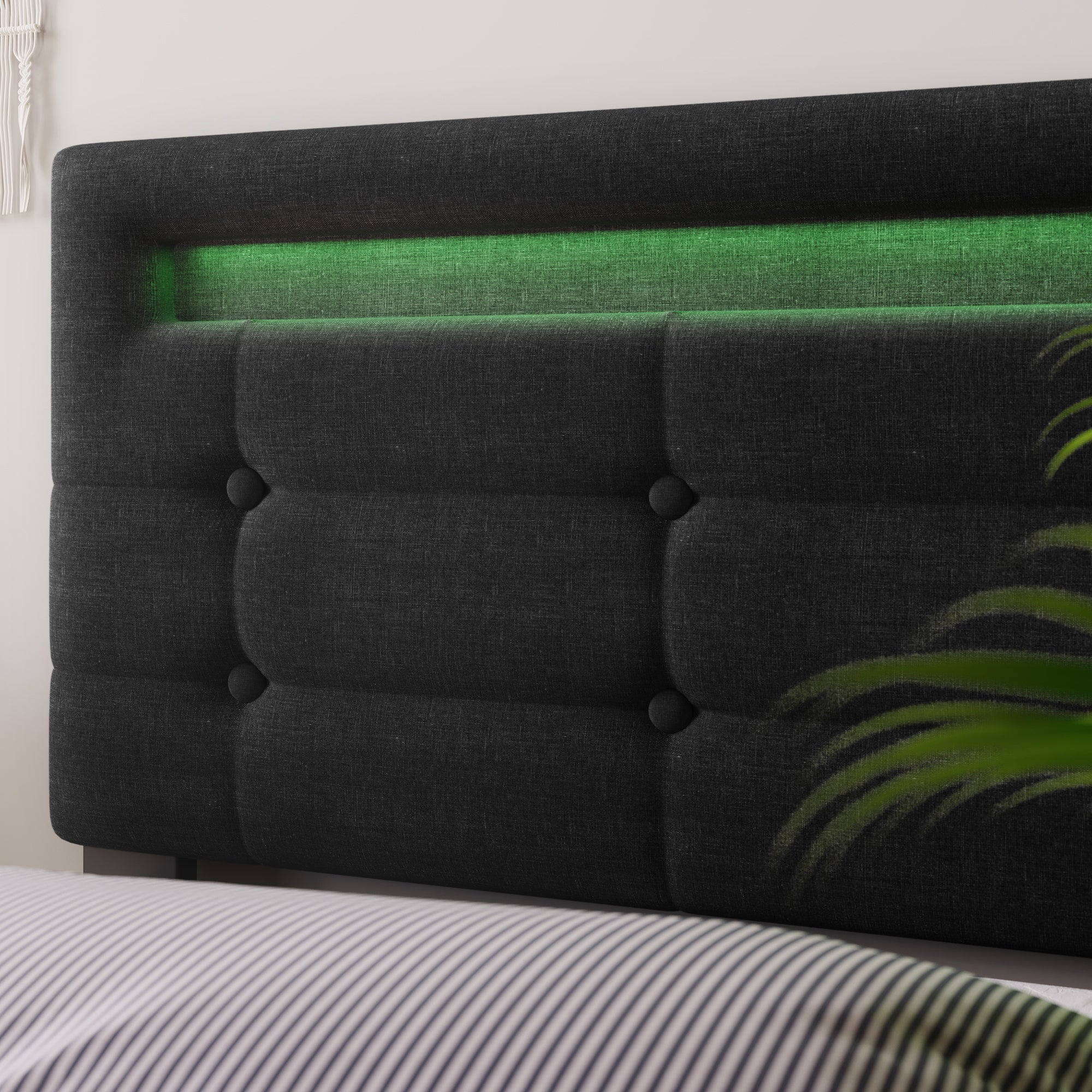 Bed Frame with LED, 4 Drawers, Adjustable Headboard, Black - Image 6
