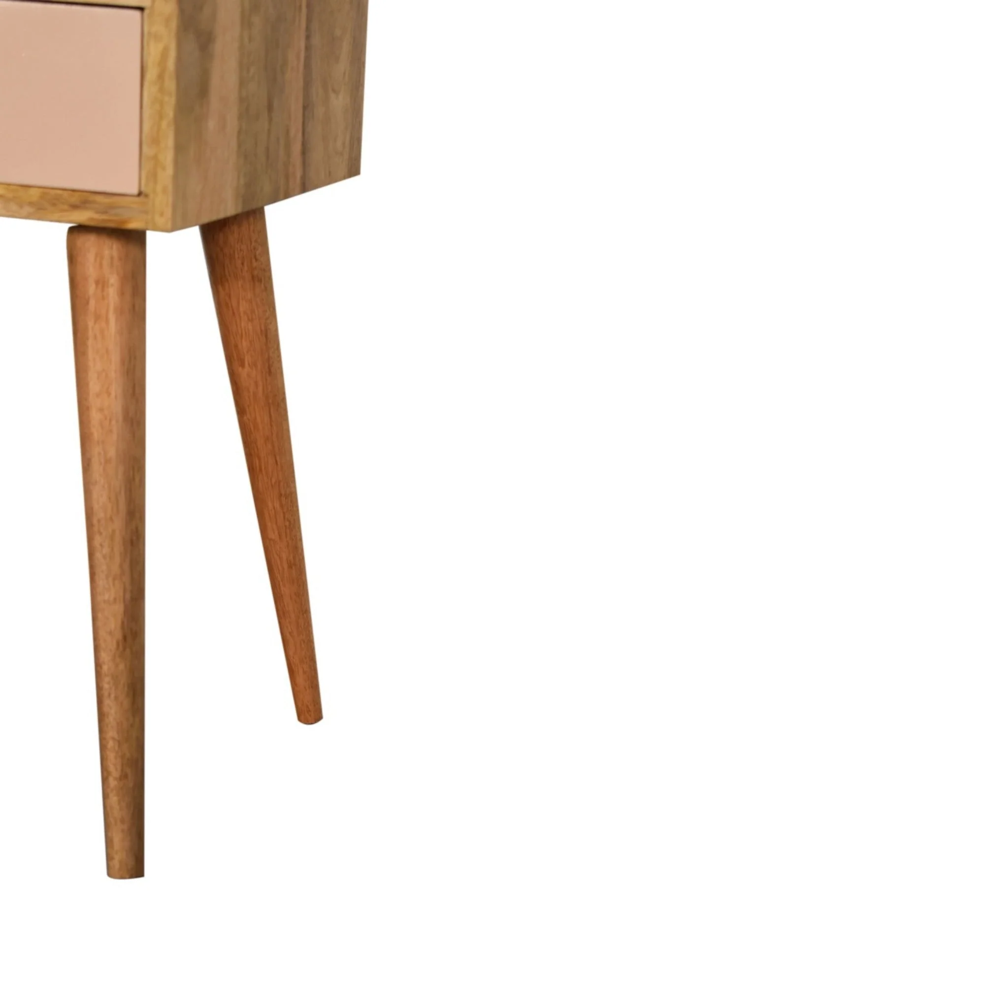Bedside Mini Blush, 1 Drawer Open Shelf, Solid Wood Hand Painted Beige - Image 3