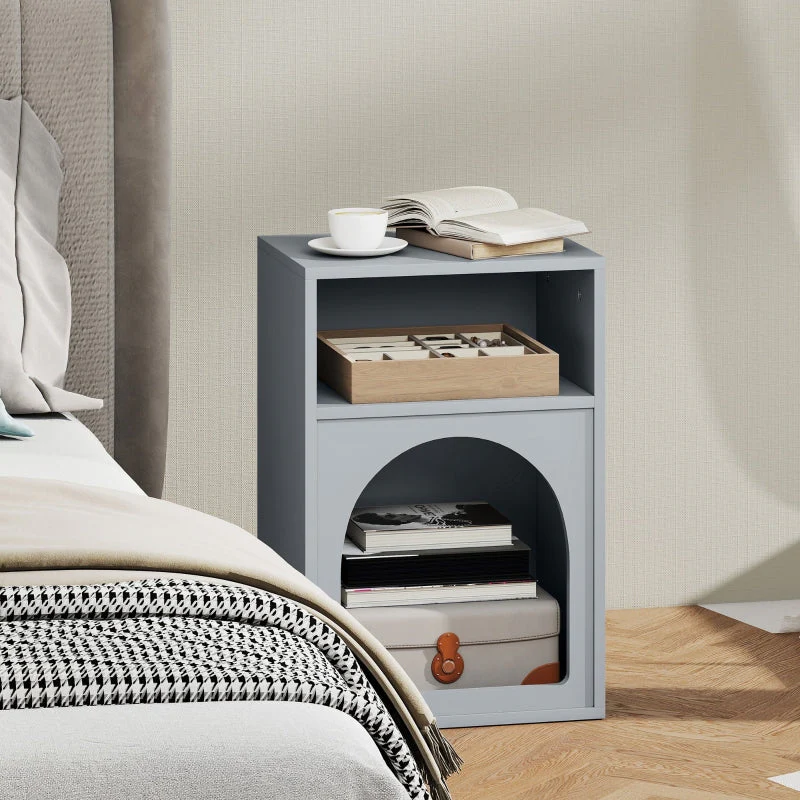 Bedside Table, 2 Open Compartments - Grey - Image 7