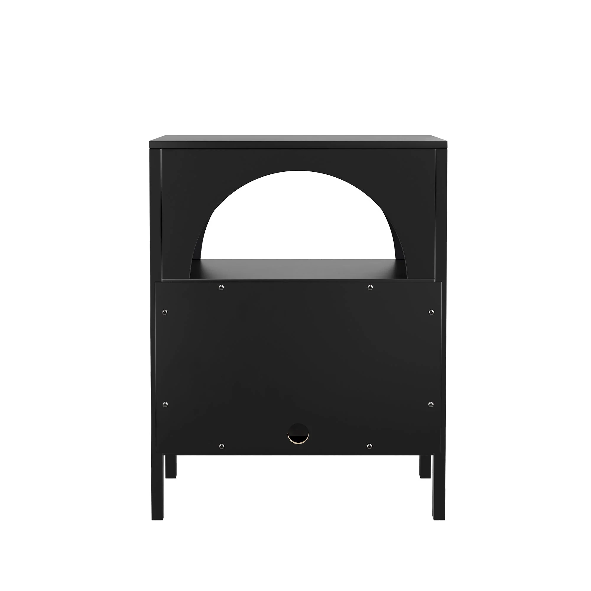 Bedside Table Modern 2 Drawers 1 Open Compartment 45x40x58cm Black - Image 10