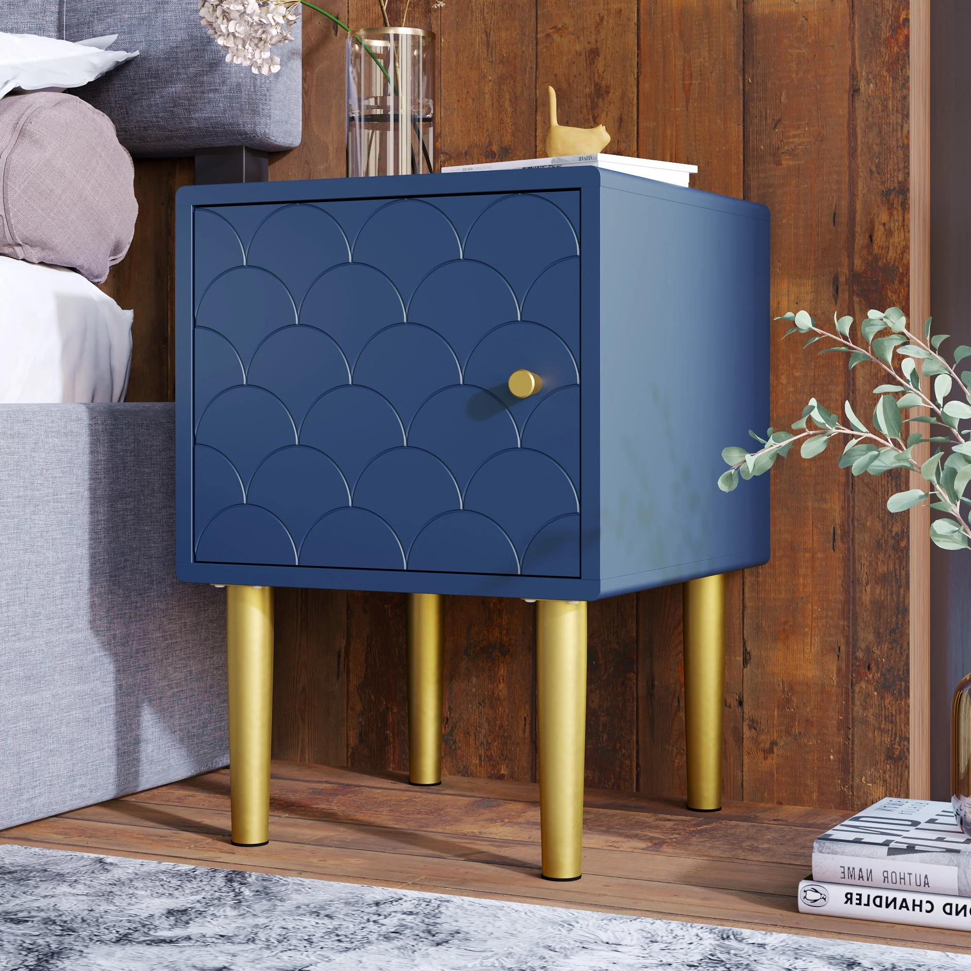 Bedside Table, Nightstand, Side Table, Sofa Table for Bedroom, Navy Blue - Image 5
