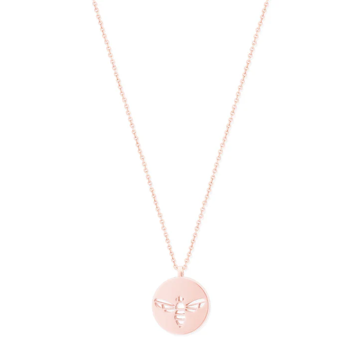 Bee Rose Gold Circle Pendant