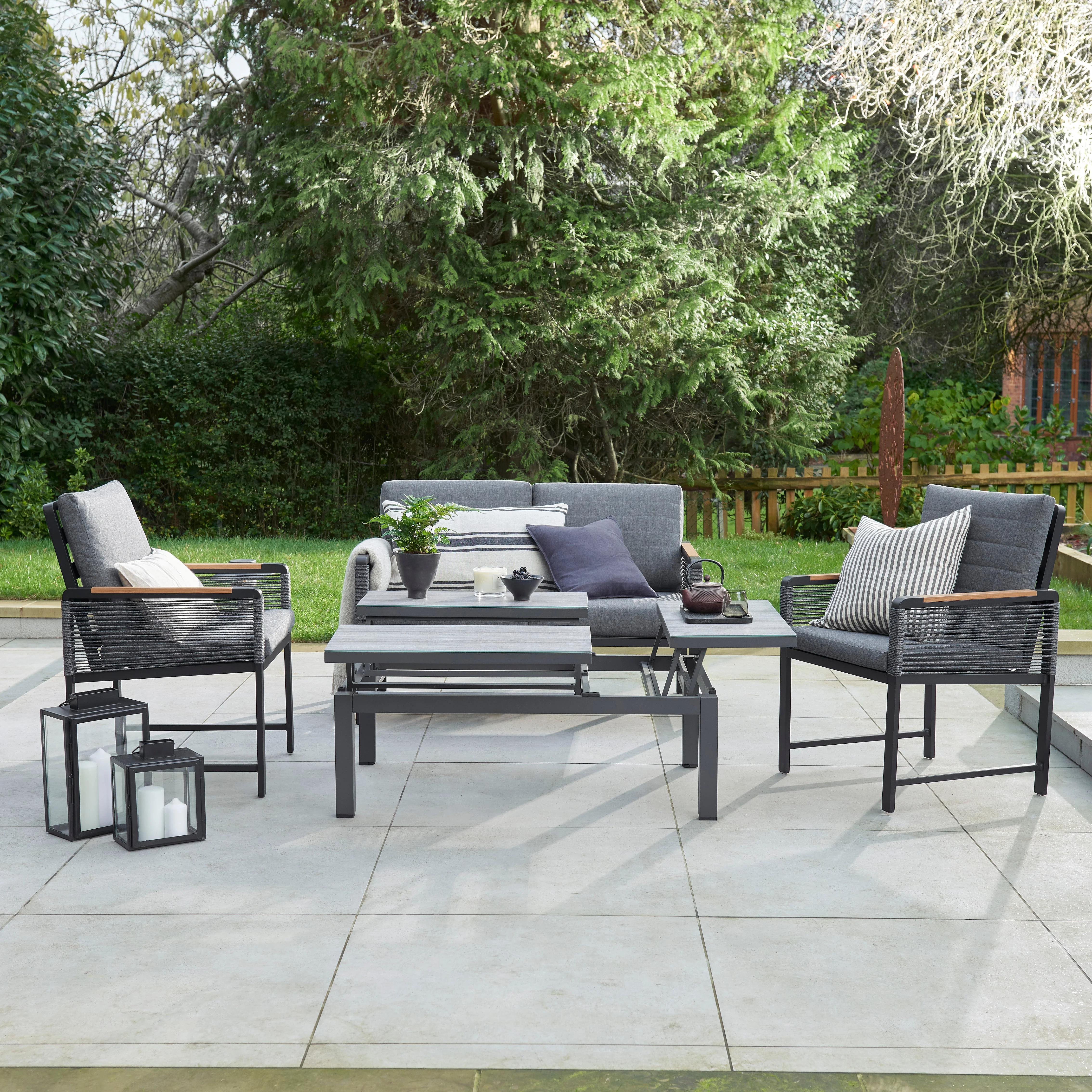 Bellmount - Rope Weave Aluminium Sofa Set with 3-Way Lift Table - Image 2
