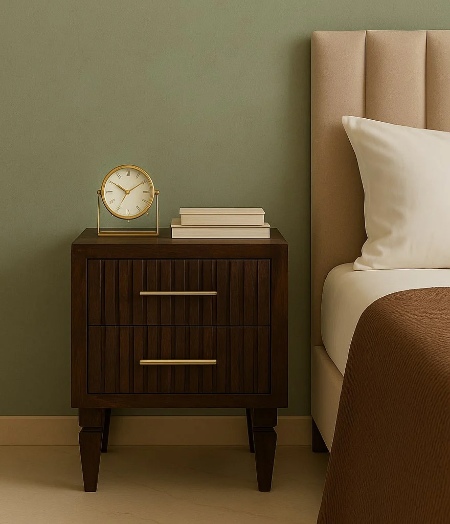 Belmont 2 Drawer Nightstand, Solid Mango Wood, Oak Finish - Image 2