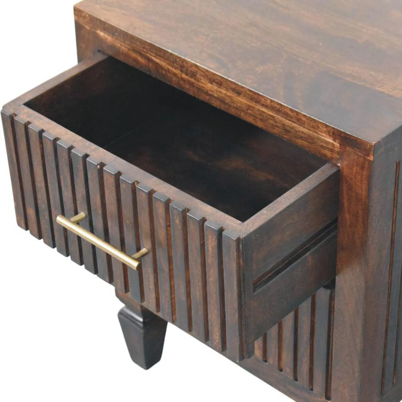 Belmont 2 Drawer Nightstand, Solid Mango Wood, Oak Finish - Image 6