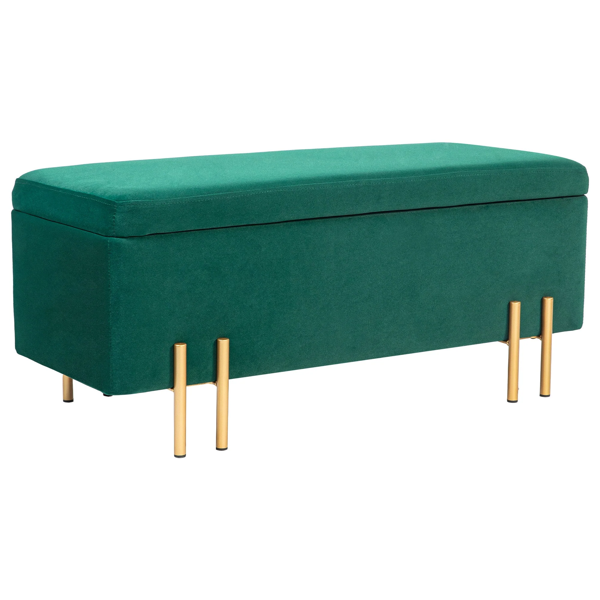 Bench, Upholstered Storage Chest, Fabric Green - Image 2