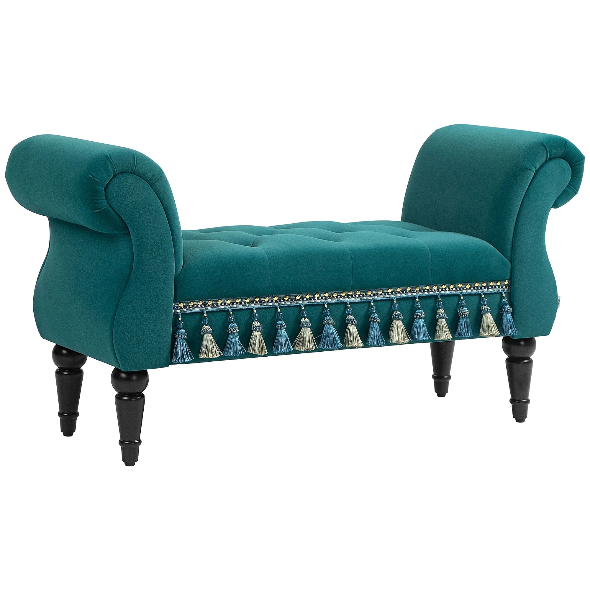 Bench, Upholstered Velvet Look 117 x 40 x 58 cm, Green - Image 2