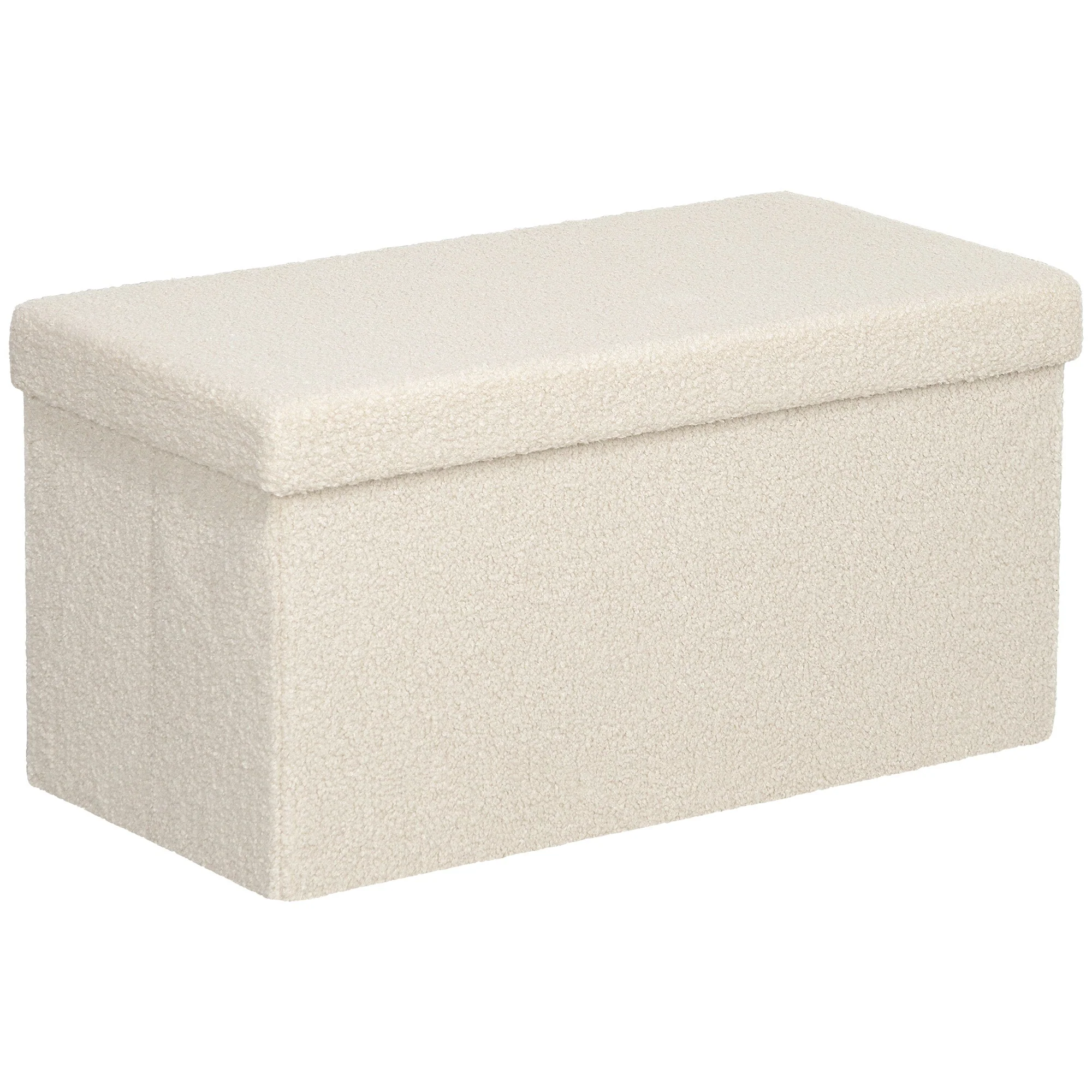 Bench with Storage, Foldable Upholstered Bed Chest, Velvet Cream White - Image 2