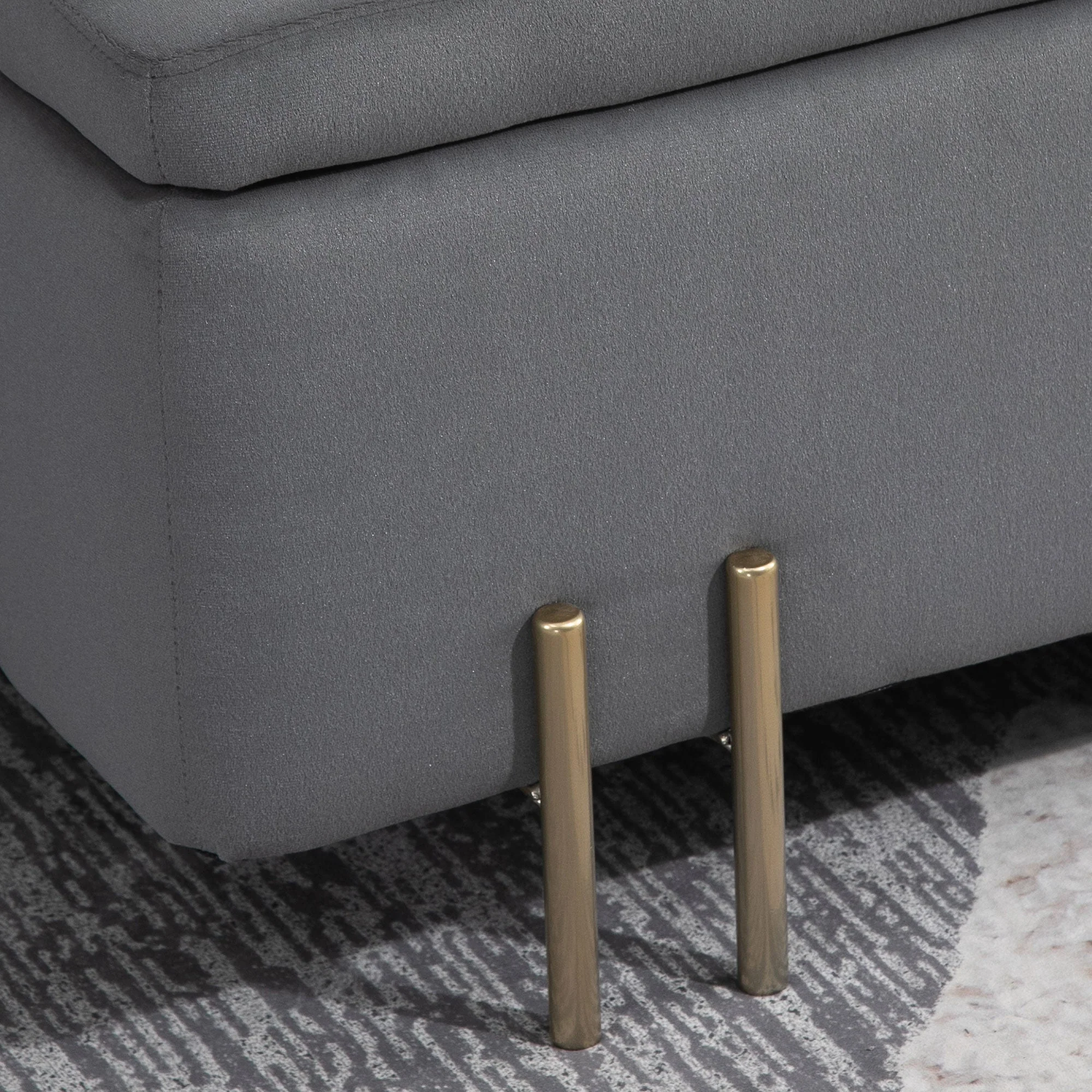 Bench with storage space chest, upholstered, dark grey fabric - Image 7