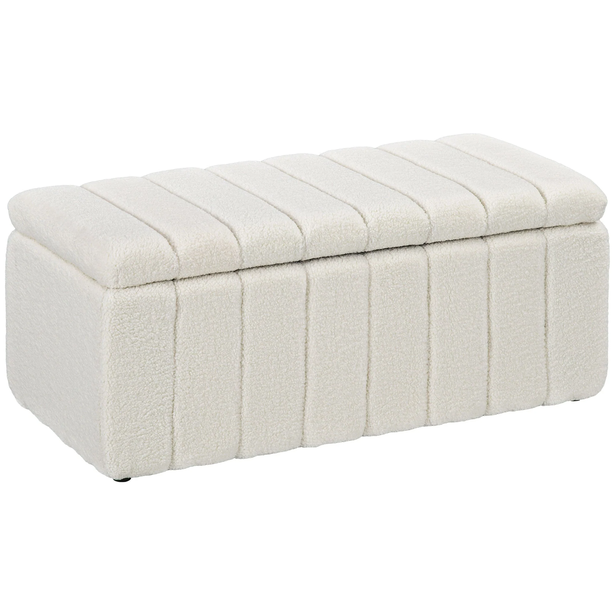 Bench with Storage, Upholstered, Wooden Legs - Image 2
