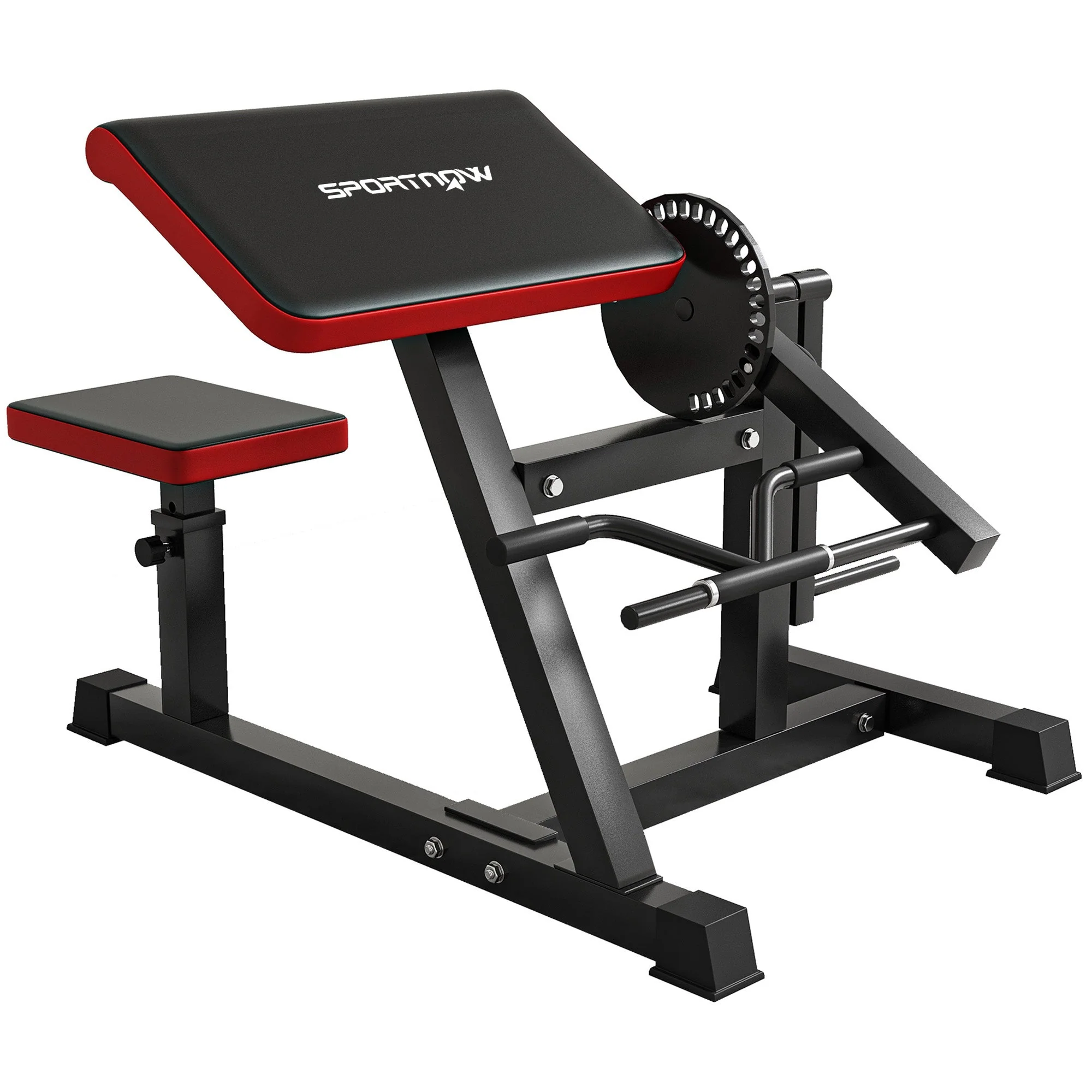 Biceps Triceps Curl Machine, 5-Level Adjustable Seat, Synthetic Leather Black - Image 2