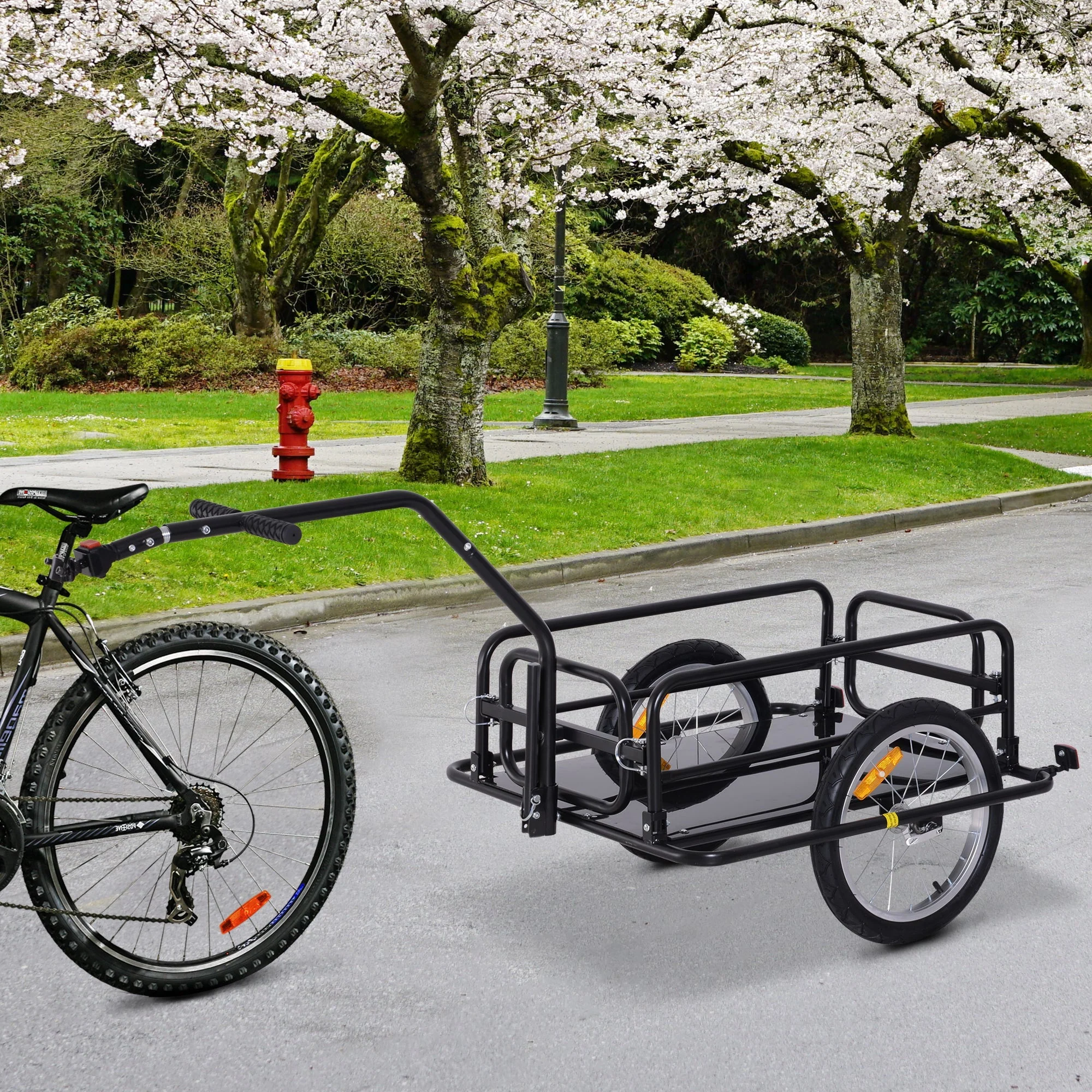 Bicycle Cargo Trailer, 40 kg Load Capacity, Foldable Coupling, Black