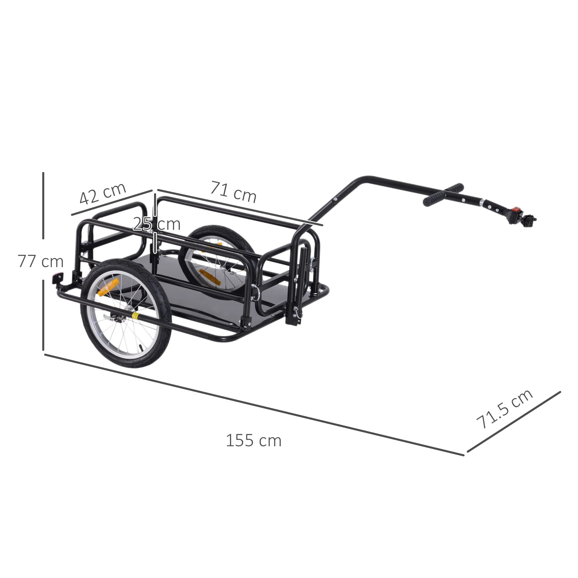 Bicycle Cargo Trailer, 40 kg Load Capacity, Foldable Coupling, Black - Image 3