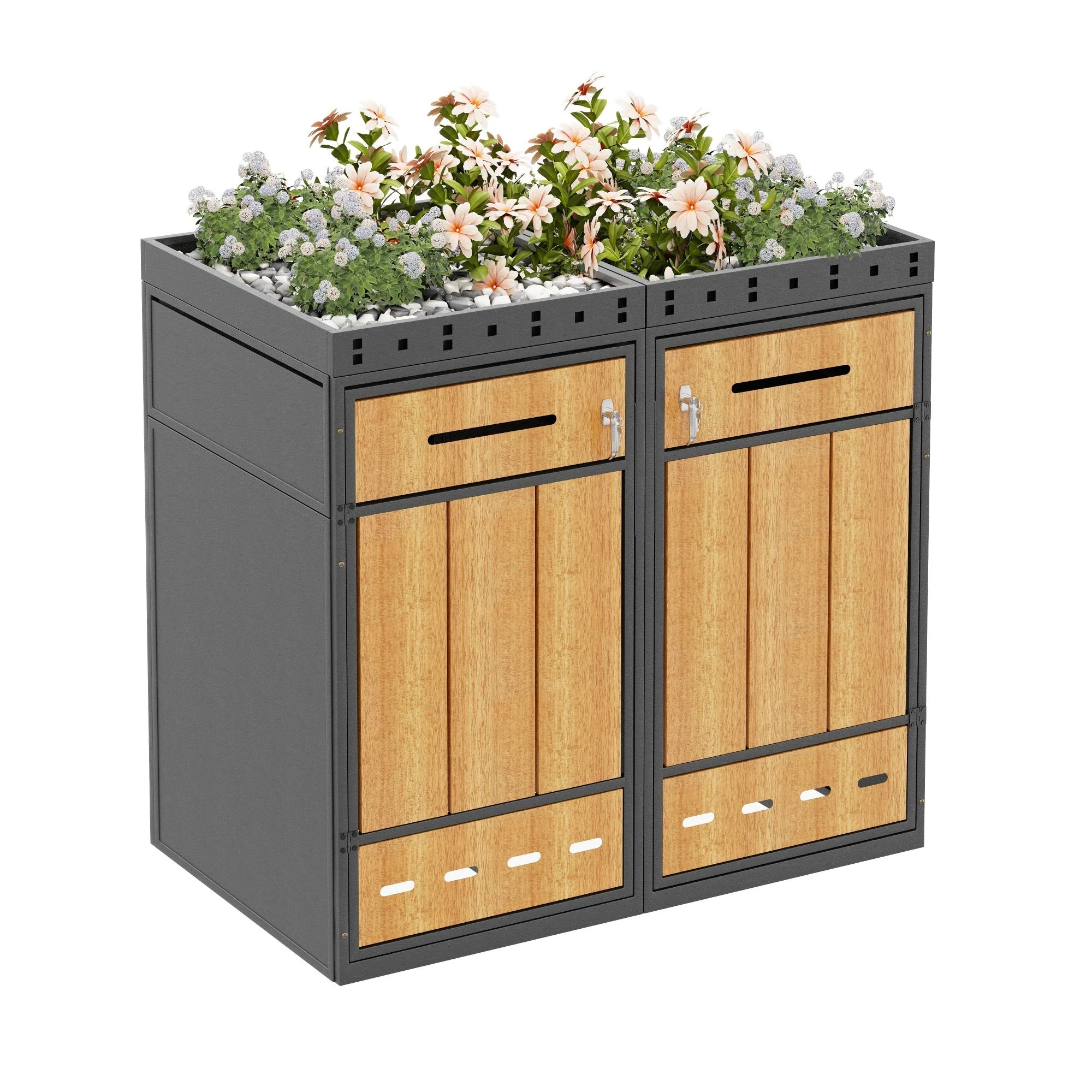 Bin Storage Unit with Green Roof and 120-240L Enclosure, Metal - Image 2