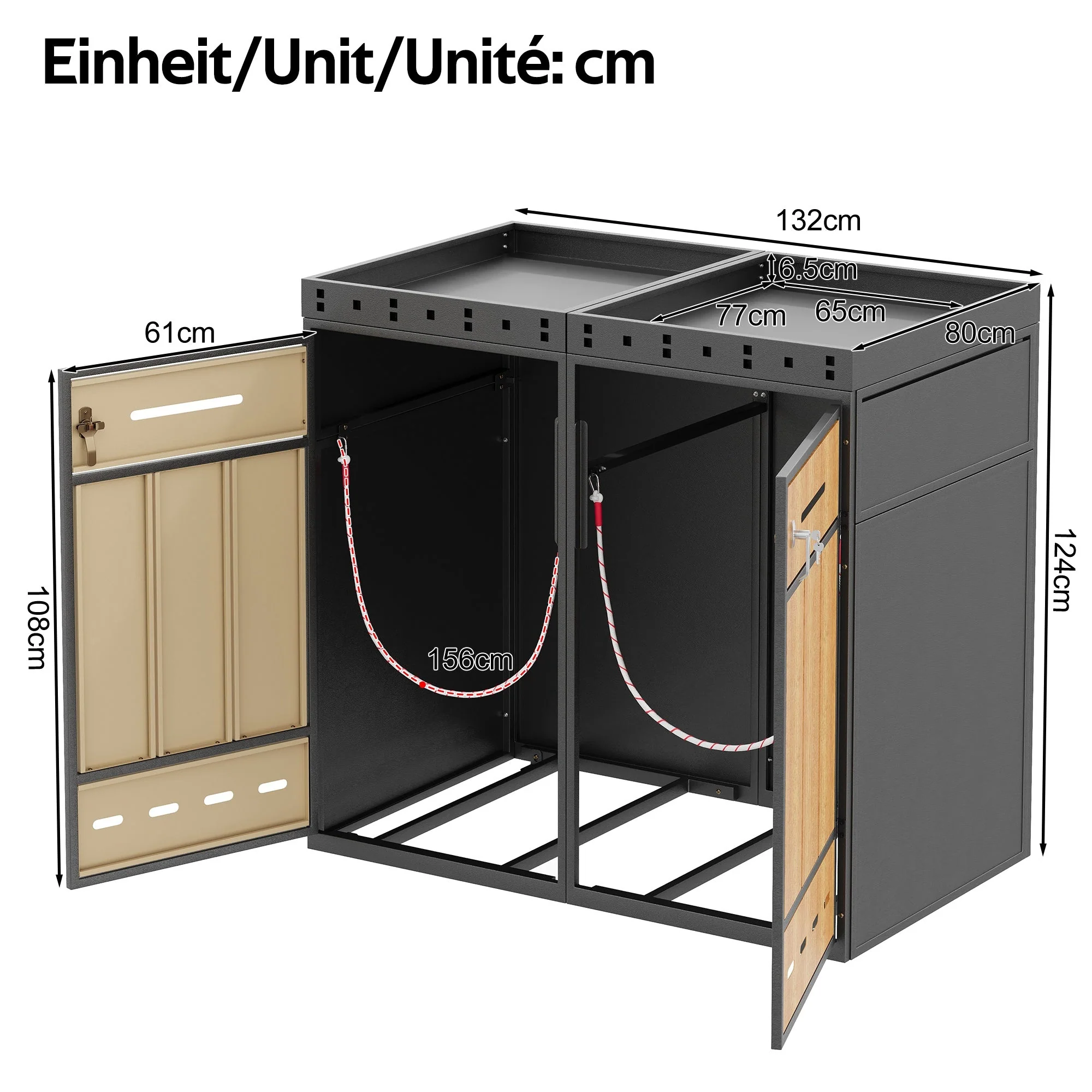 Bin Storage Unit with Green Roof and 120-240L Enclosure, Metal - Image 4