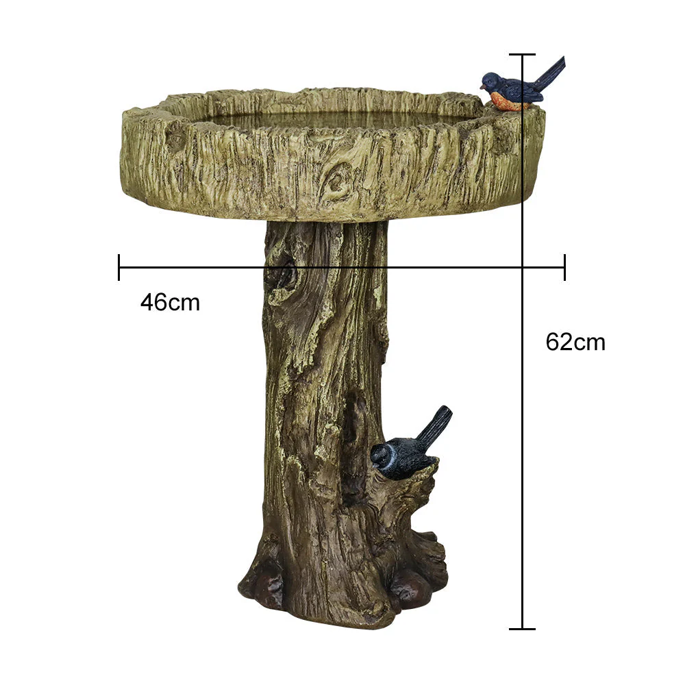 Birdbath concrete wood look with decorative artificial bird - Image 4