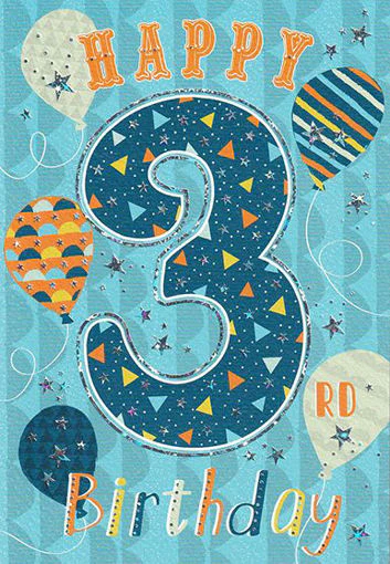 Birthday Card - Age 3 Blue