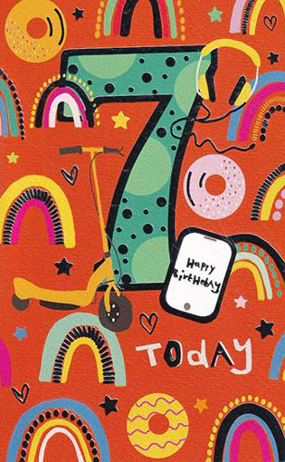 Birthday Card - Age 7 Orange