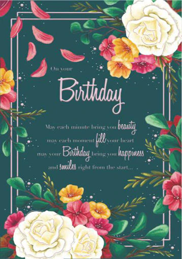 Birthday - Flowers Dark Green