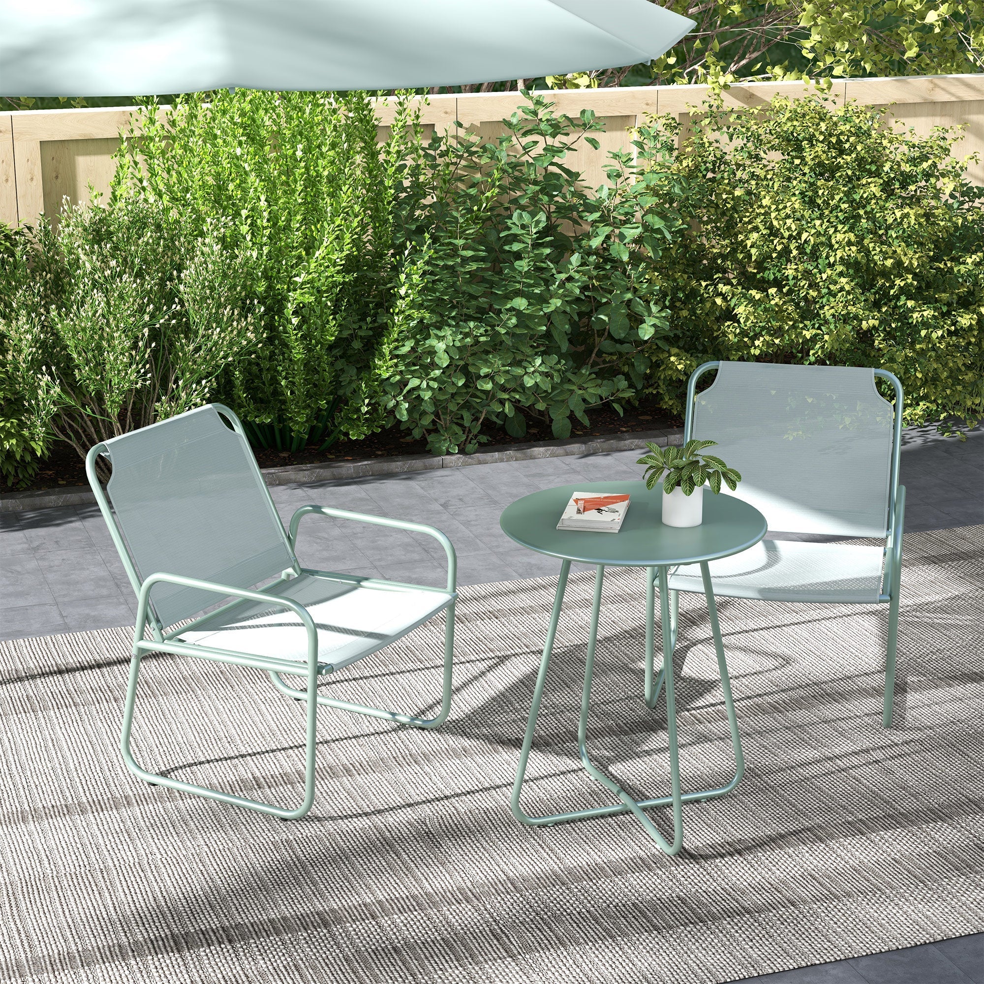 Bistro Set 3-Piece Table & 2 Chairs Mesh Green