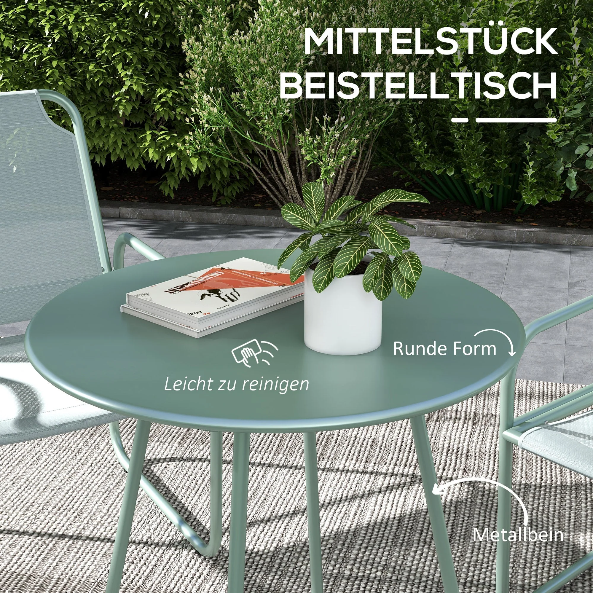 Bistro Set 3-Piece Table & 2 Chairs Mesh Green - Image 4