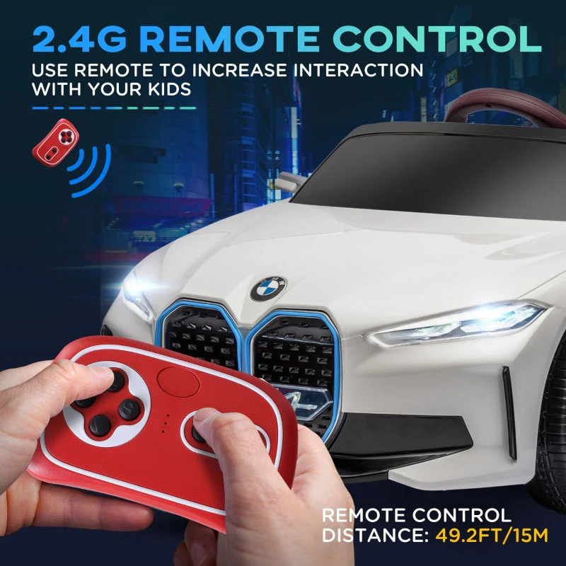 BMW i4 Kids Electric Ride-On Car 12V, White, Red and Light Blue - Image 5