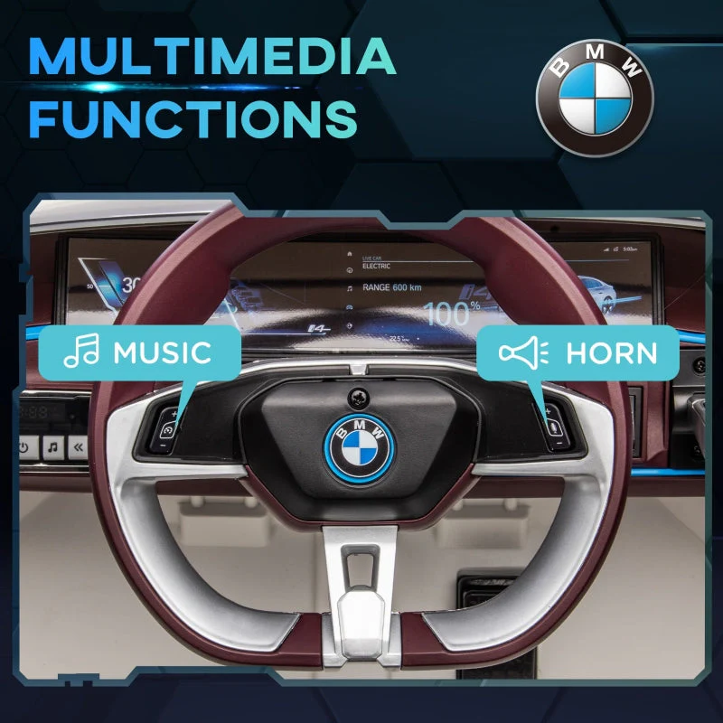 BMW i4 Kids Electric Ride-On Car 12V, White, Red and Light Blue - Image 6